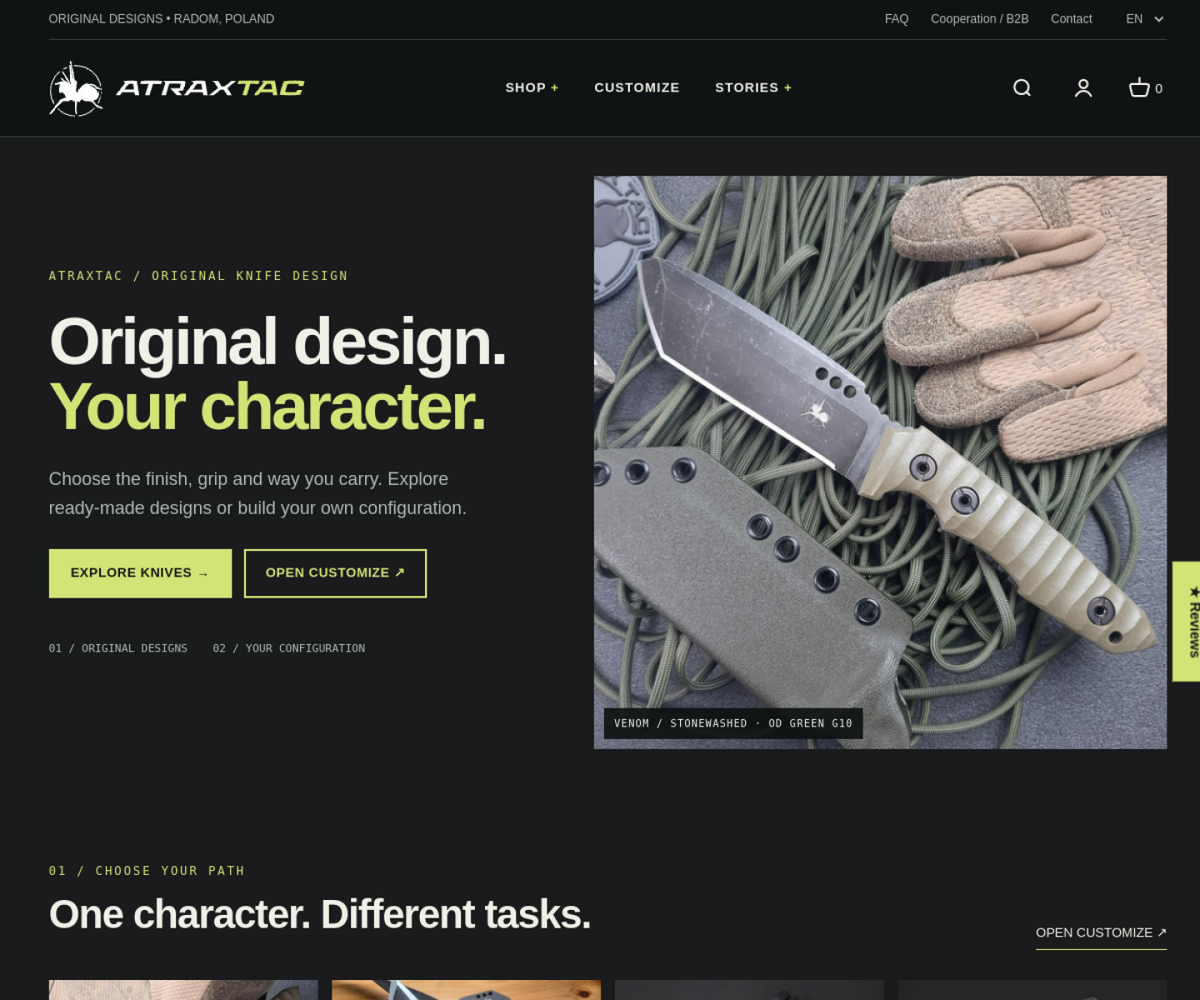 New AtraxTac.com homepage