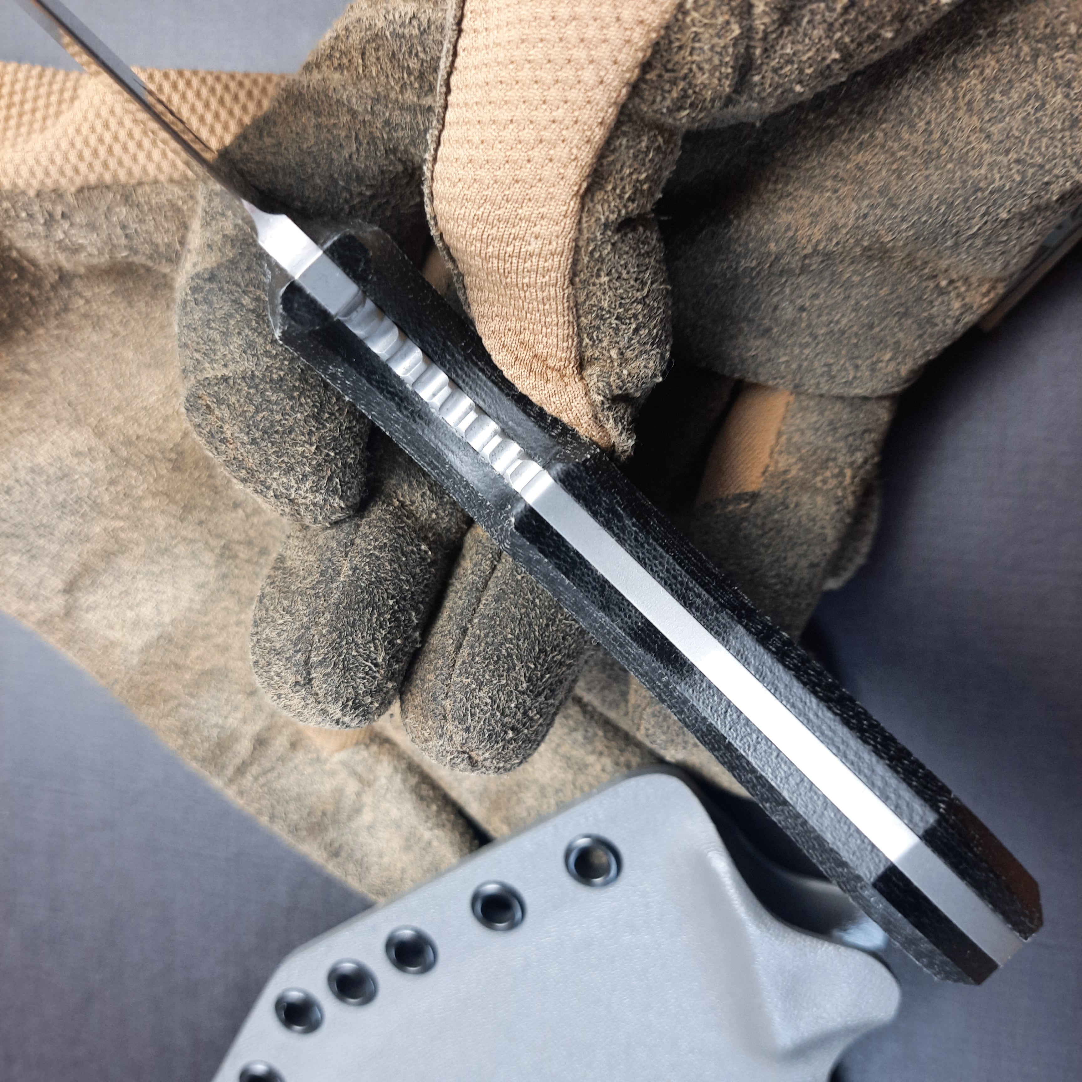 Atrax Rogue Tactical Knife with Black Canvas Micarta Handle & Silver satin finish