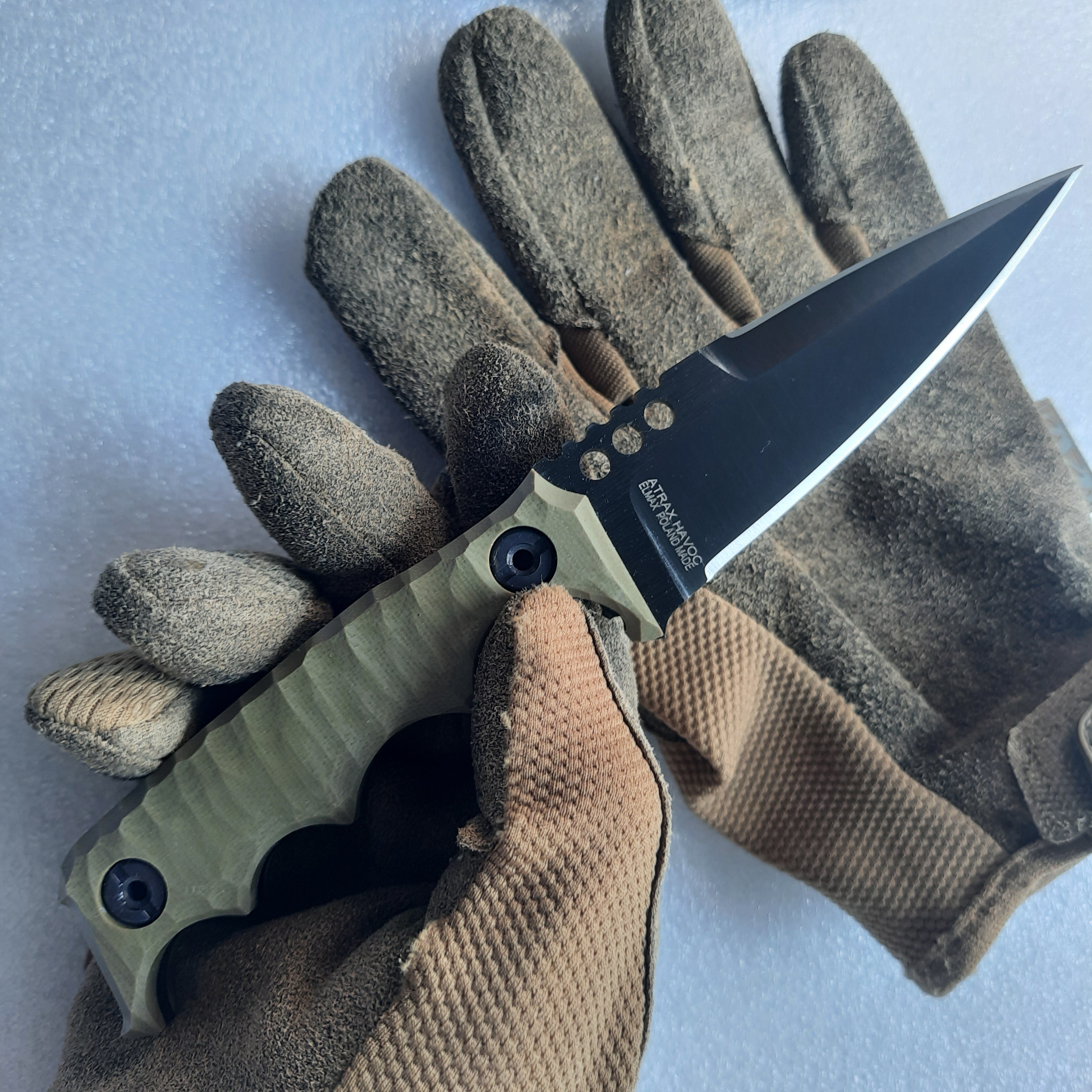 Nóż taktyczny Atrax HAVOC Midnight Bronze Cerokote z czarną rękojeścią G10