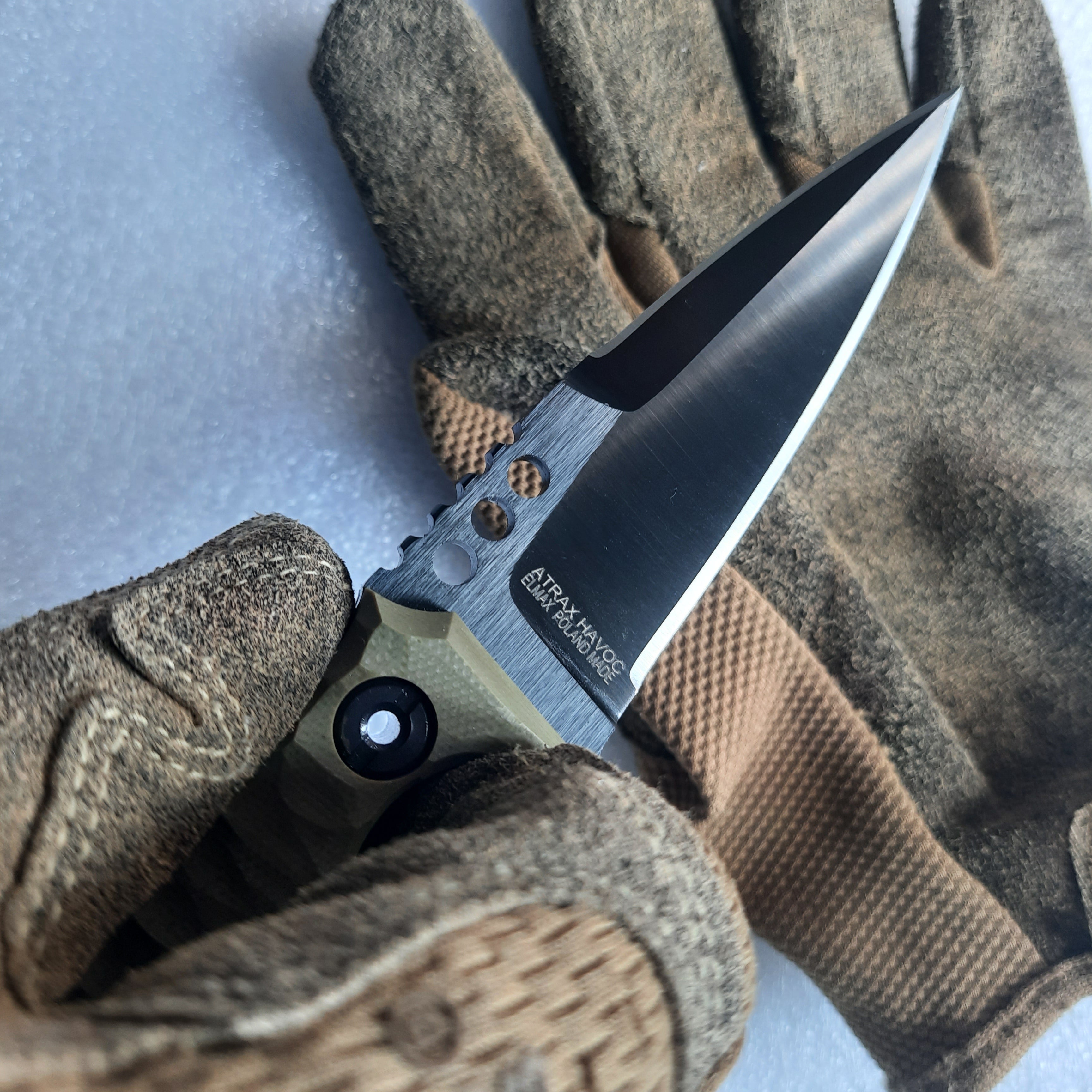 Nóż taktyczny Atrax HAVOC Midnight Bronze Cerokote z czarną rękojeścią G10