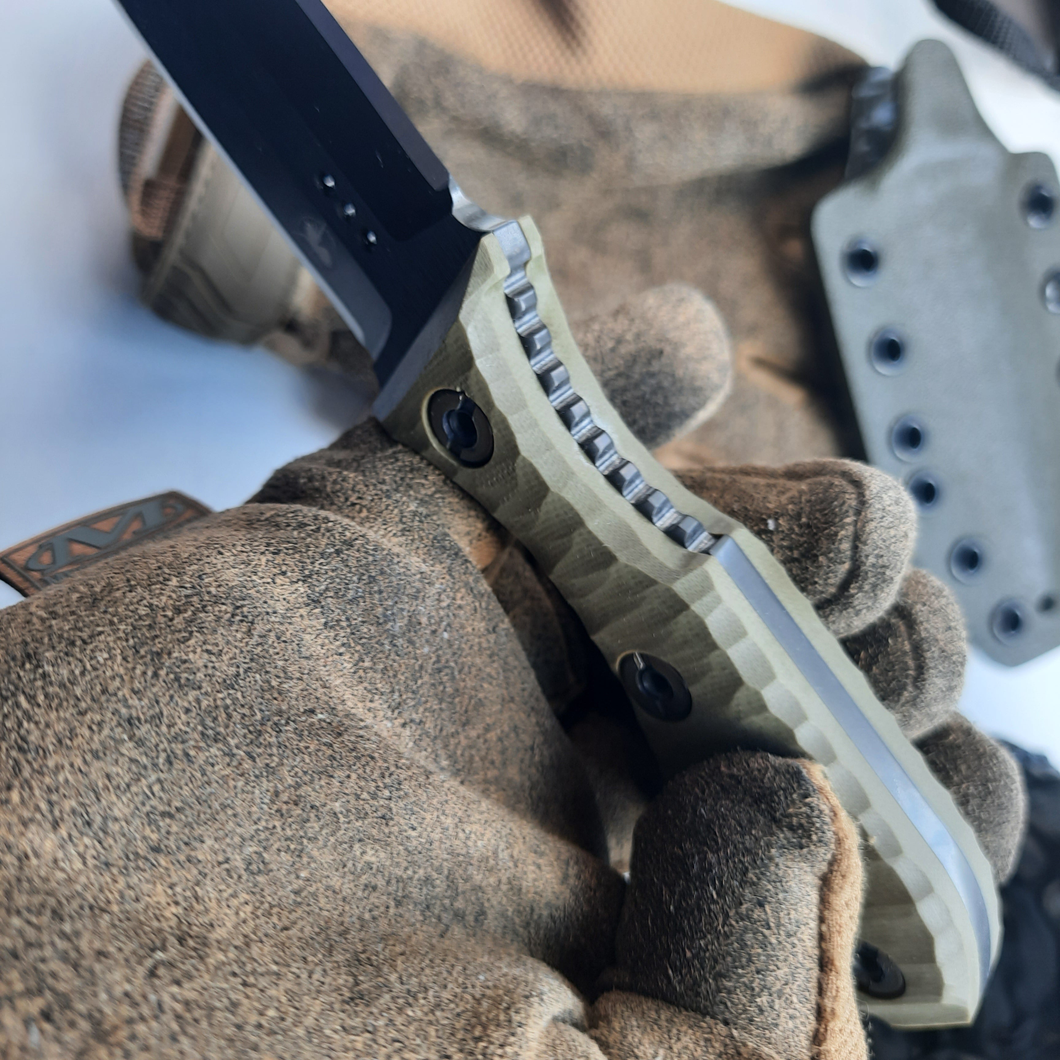 Atrax SCOURGE DAGGER DLC Tungsten Carbide Coating Tactical Knife with OD Green G10 Handle