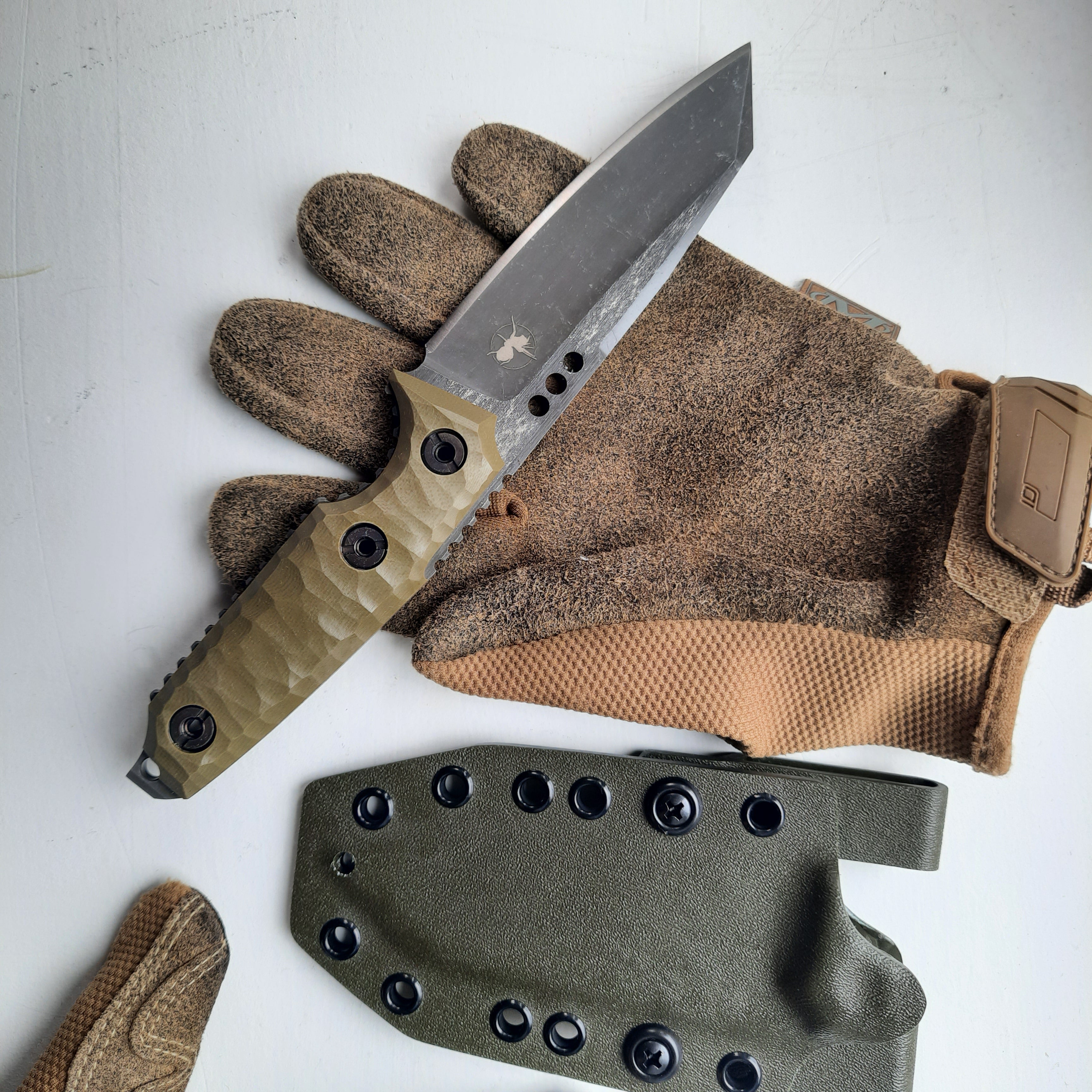 Atrax ILLICIT Tactical Knife Stonewashed with OD Green Handle