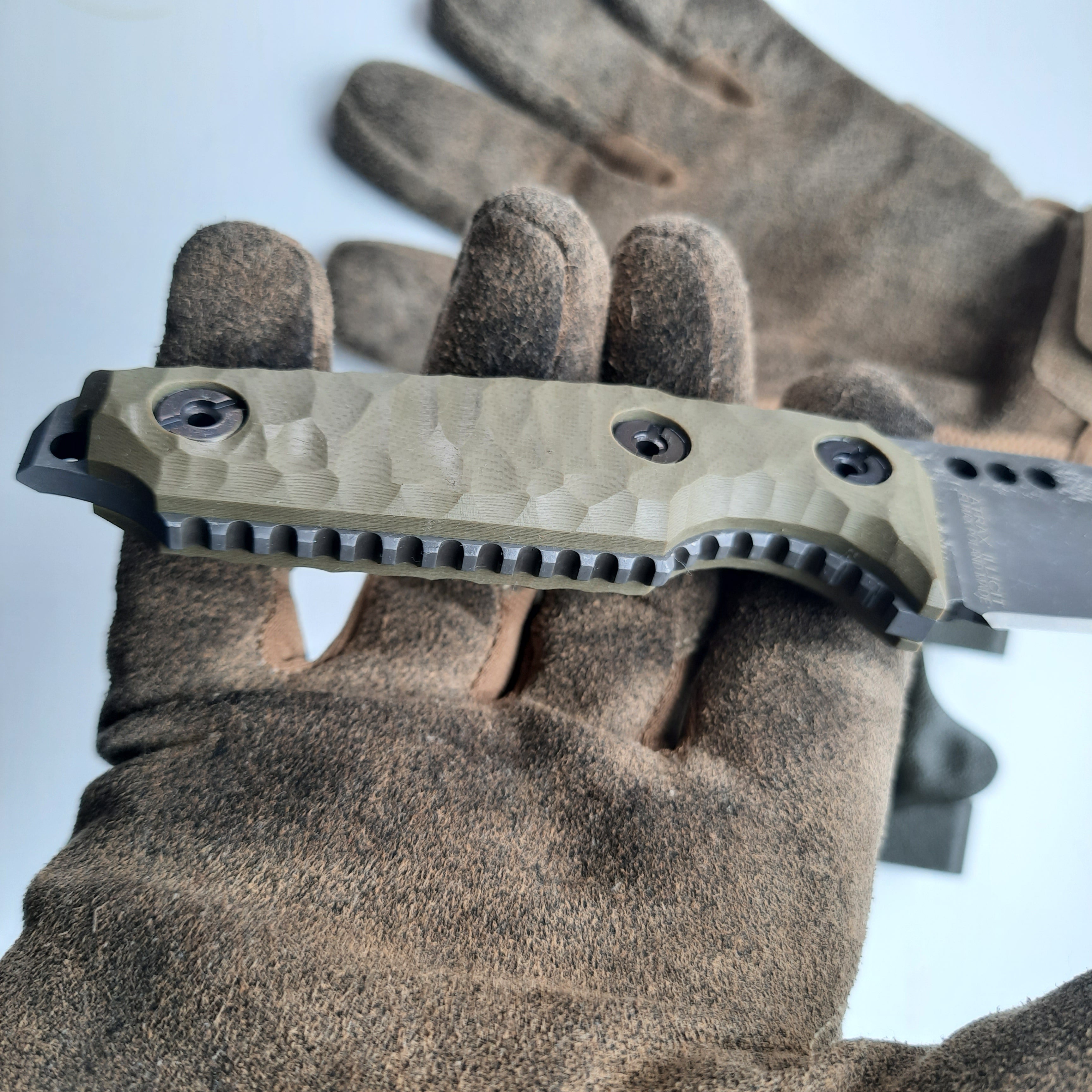 Atrax ILLICIT Tactical Knife Stonewashed with OD Green Handle