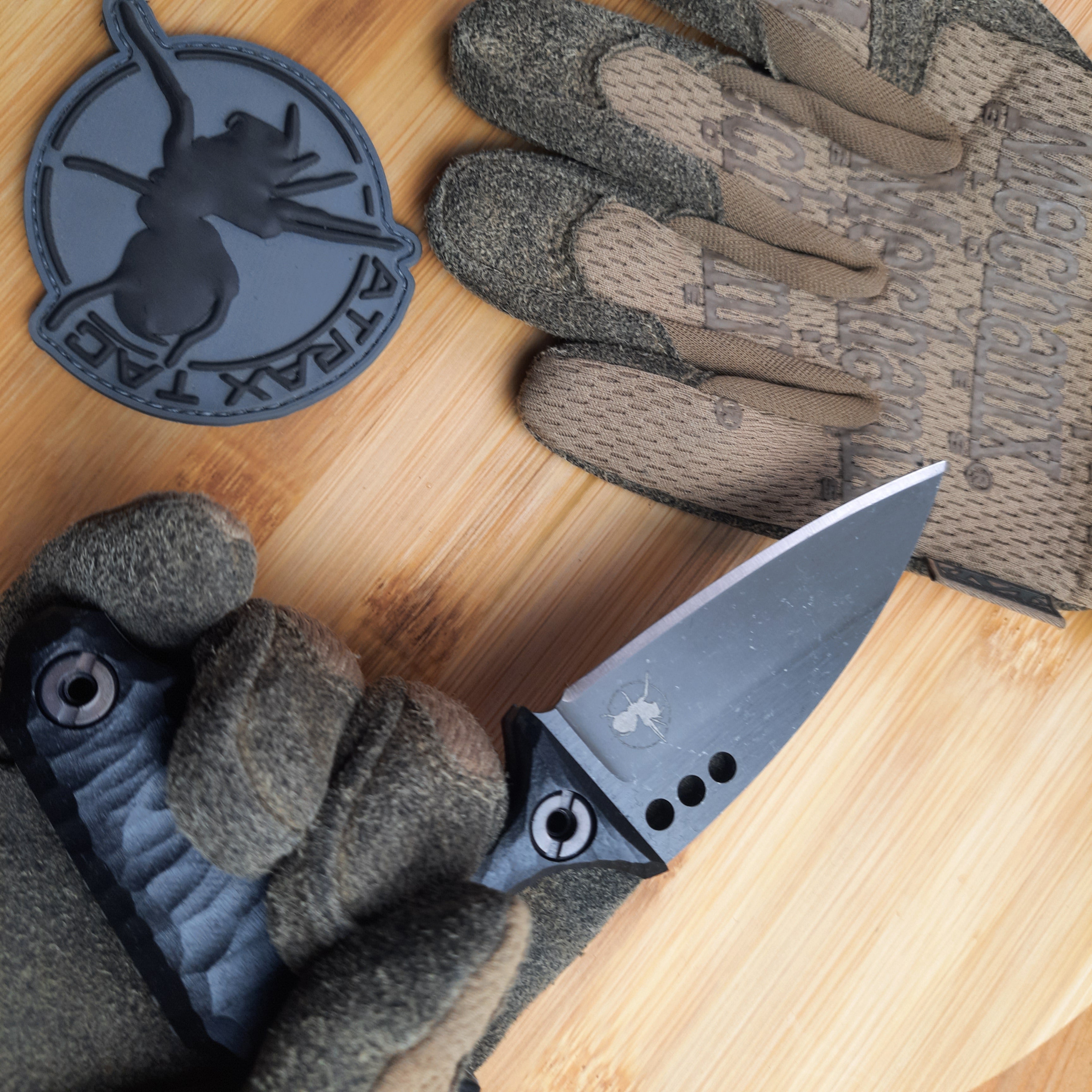 Atrax MORBIUS Tactical Push Knife with Black Handle & Stonewashed steel finish