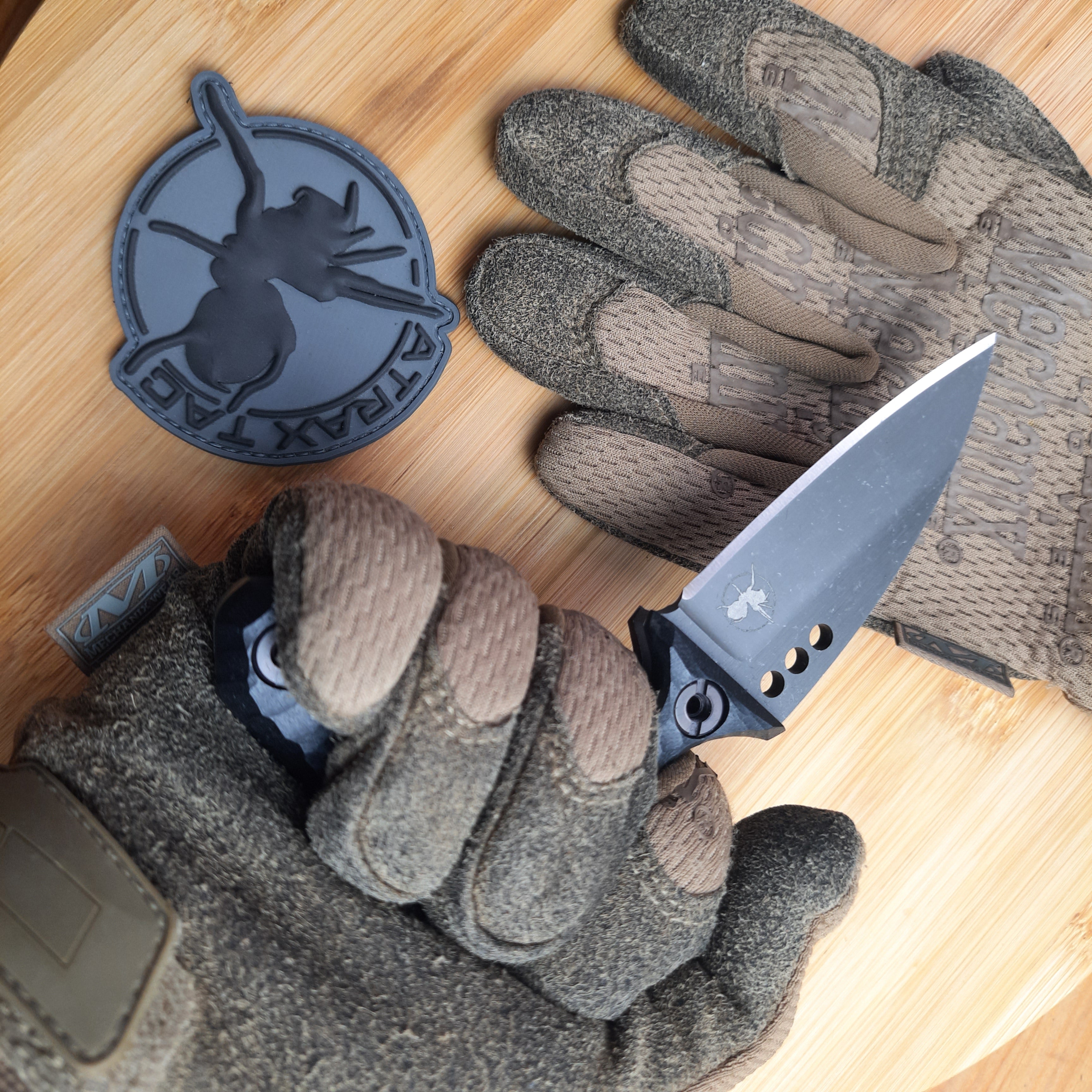 Atrax MORBIUS Tactical Push Knife with Black Handle & Stonewashed steel finish