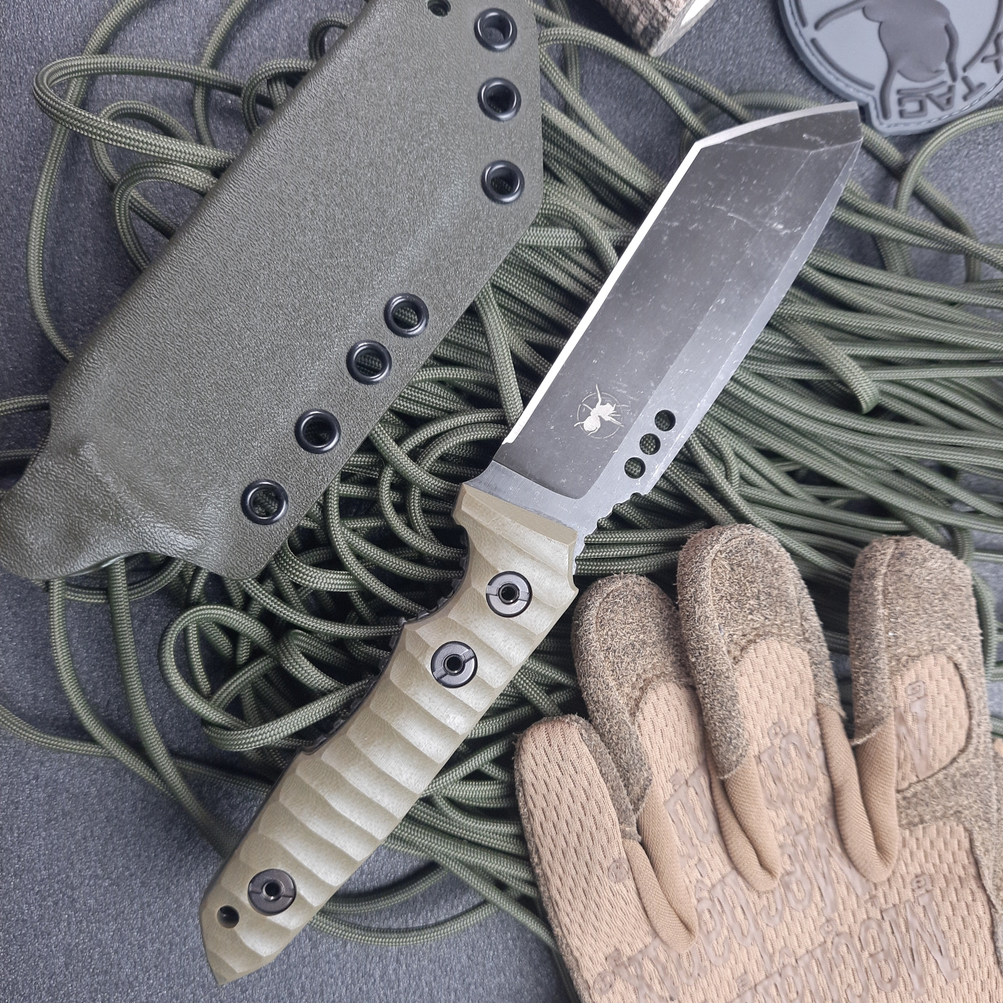 Atrax Venom Tactical & Daycare Knife Stonewashed with OD Green G10 Handle