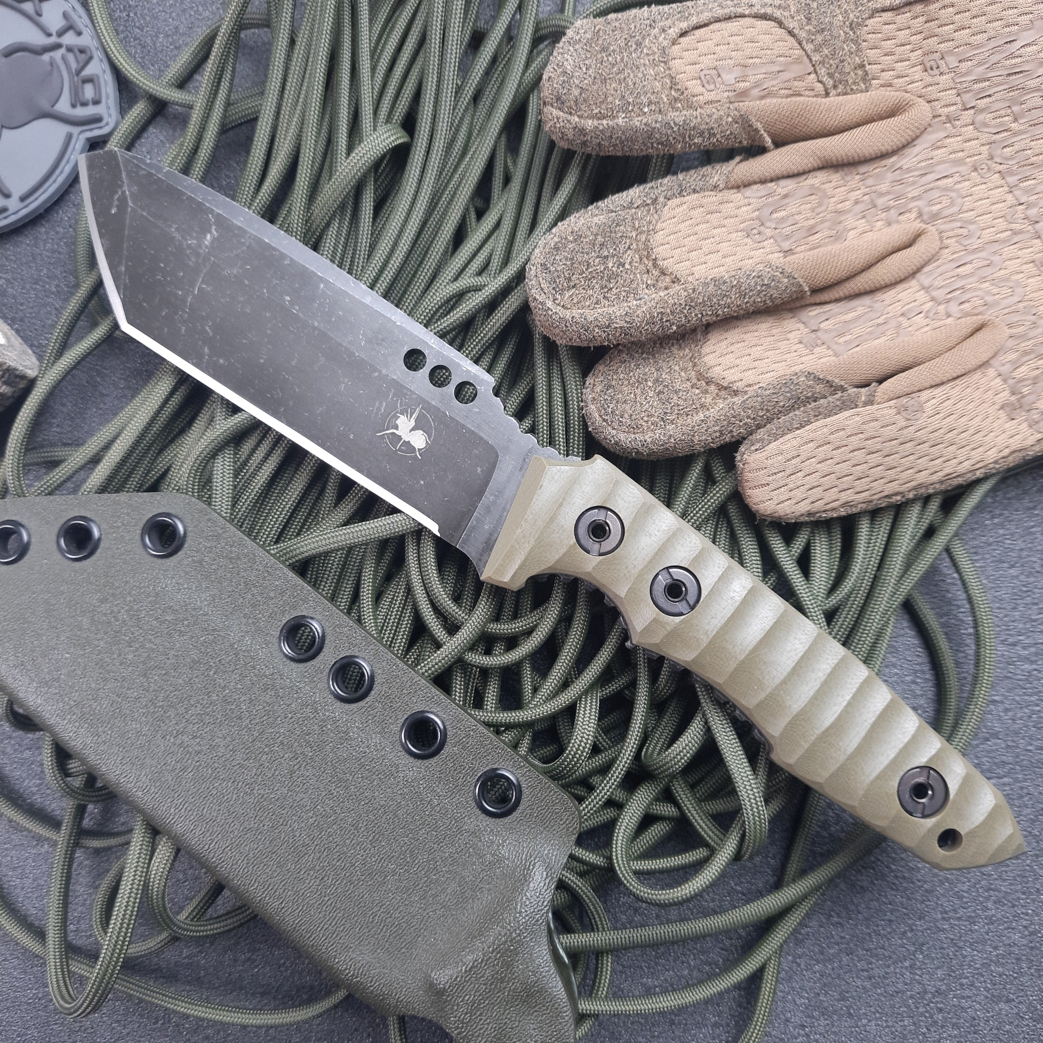 Atrax Venom Tactical & Daycare Knife Stonewashed with OD Green G10 Handle