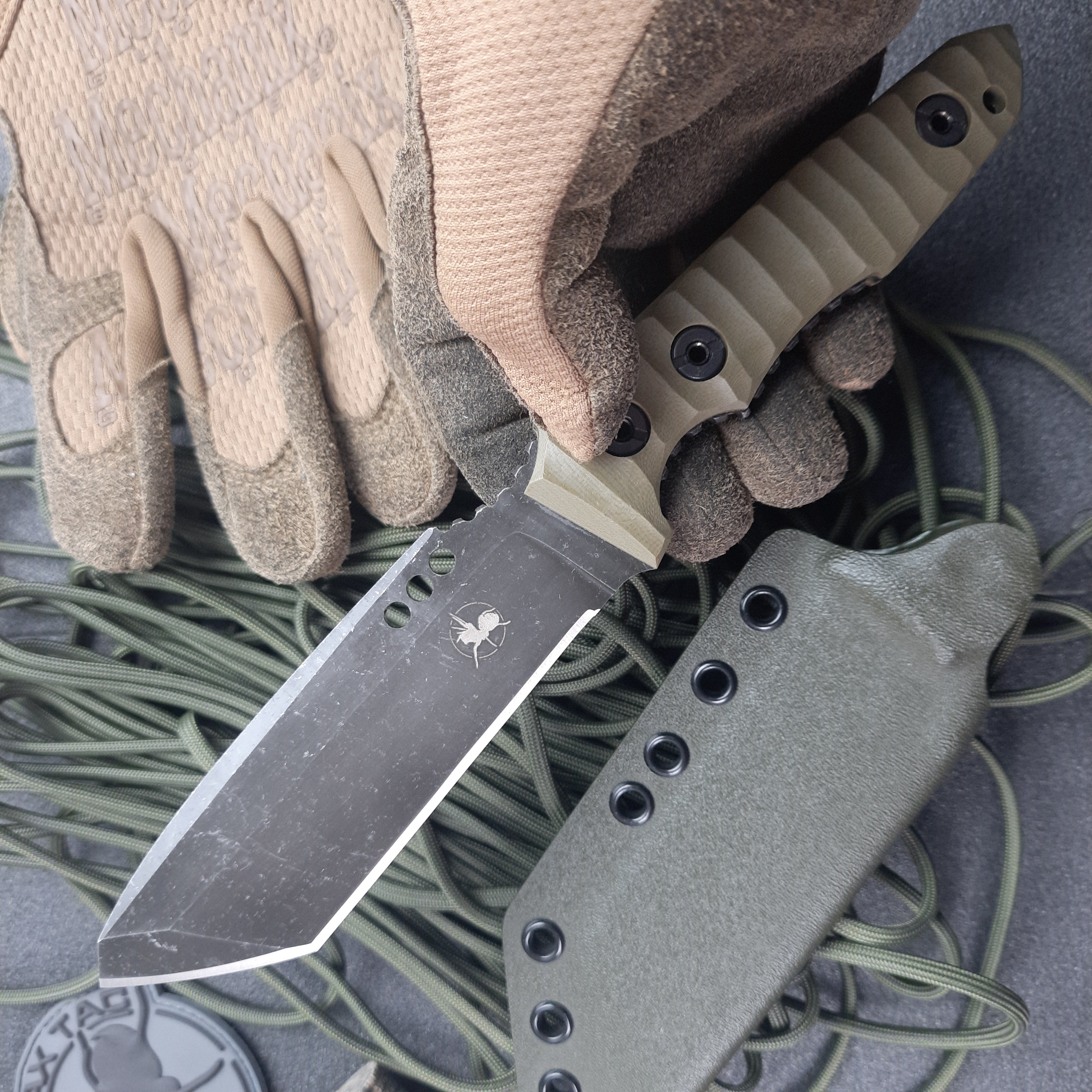 Atrax Venom Tactical & Daycare Knife Stonewashed with OD Green G10 Handle