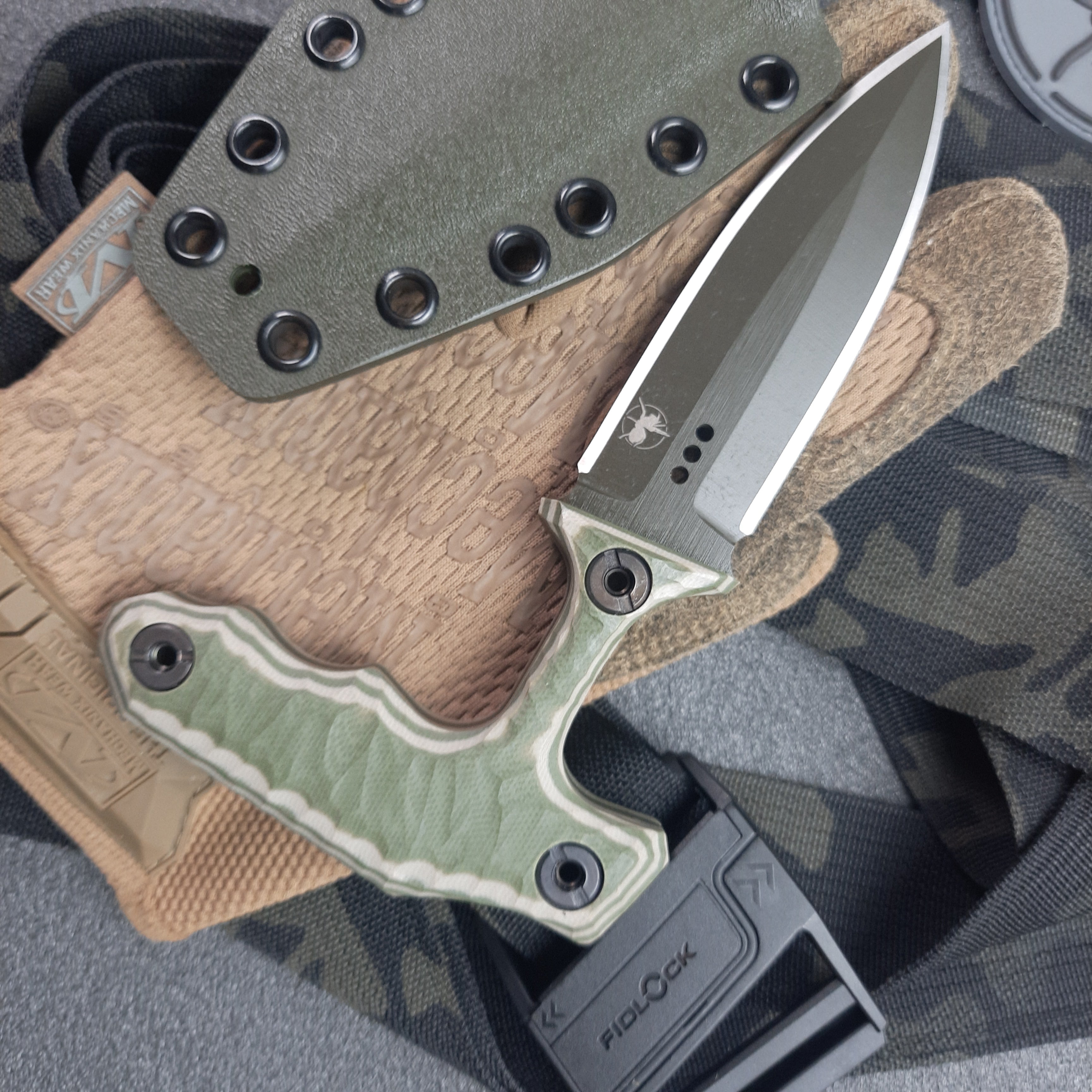 Atrax ENKIDU Tactical Push Knife with Olive/Tan Handle & Olive Cerakote finish