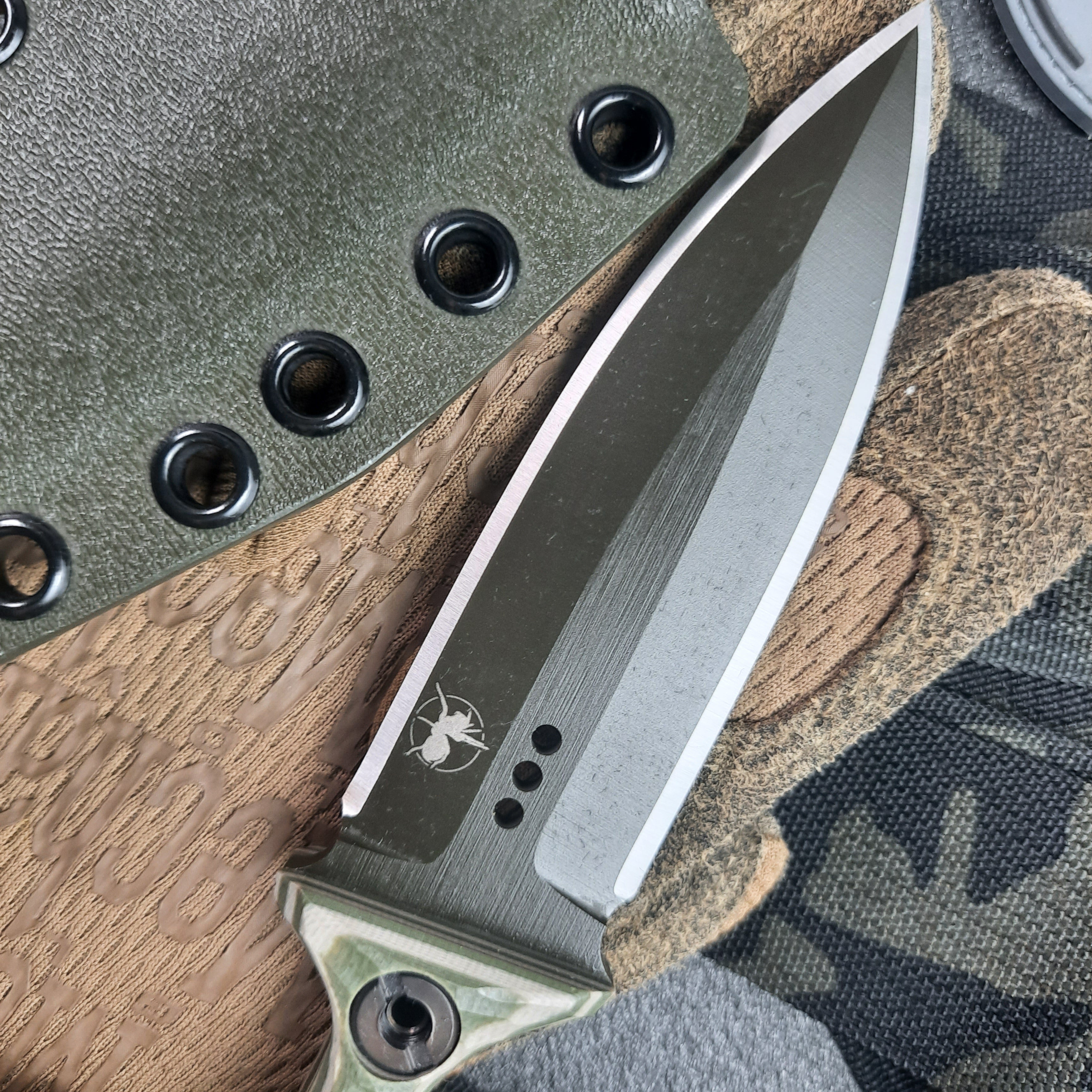 Atrax ENKIDU Tactical Push Knife with Olive/Tan Handle & Olive Cerakote finish