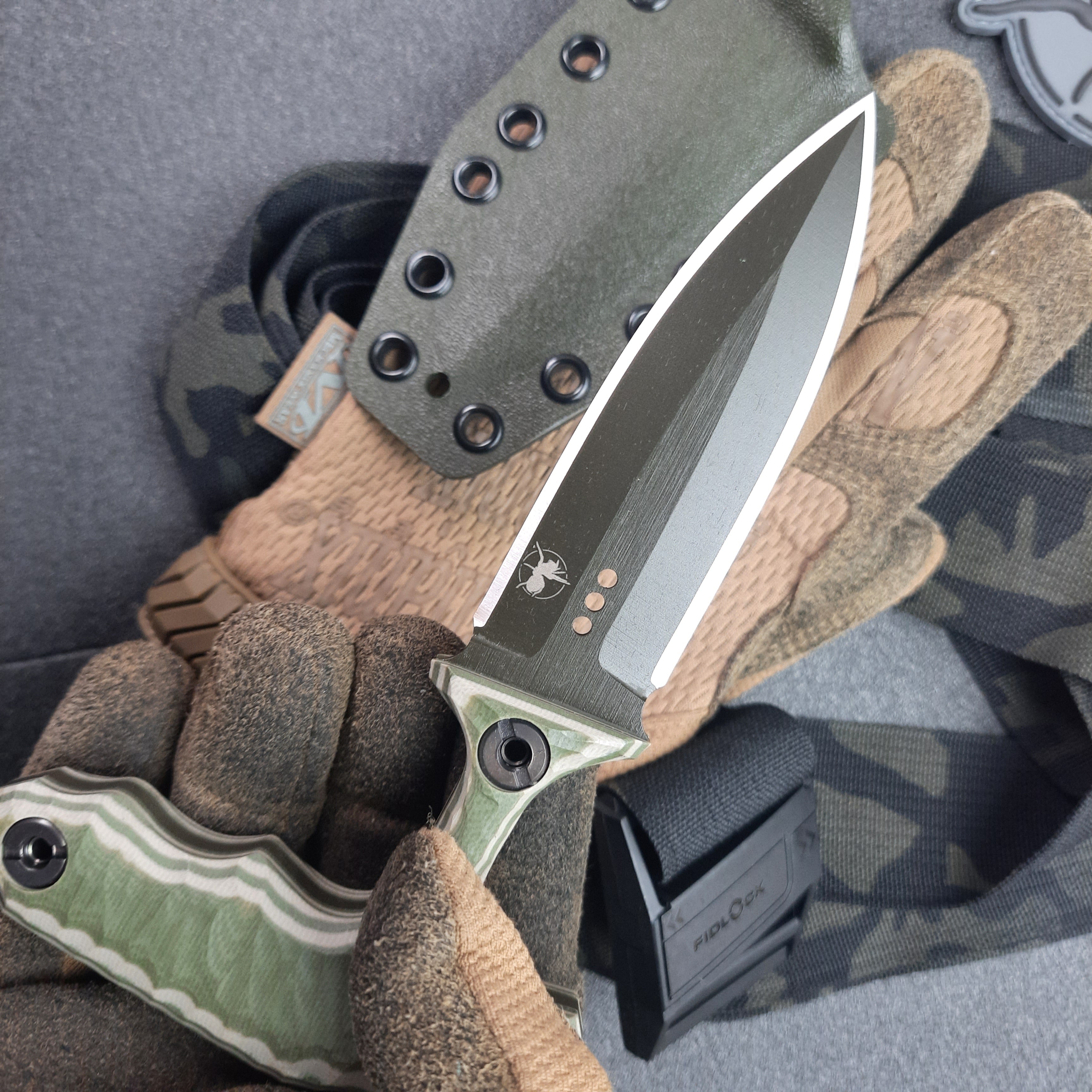 Atrax ENKIDU Tactical Push Knife with Olive/Tan Handle & Olive Cerakote finish