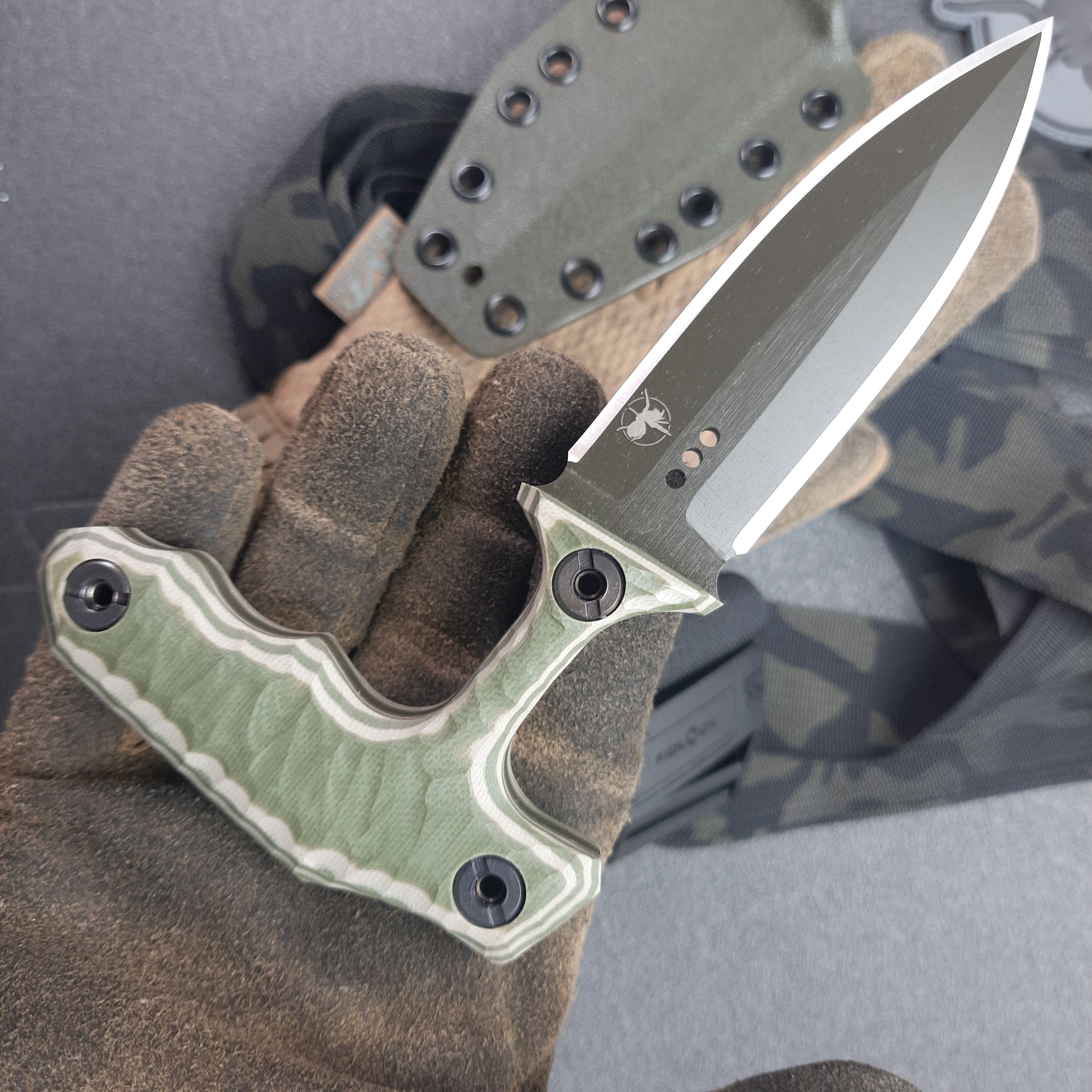 Atrax ENKIDU Tactical Push Knife with Olive/Tan Handle & Olive Cerakote finish