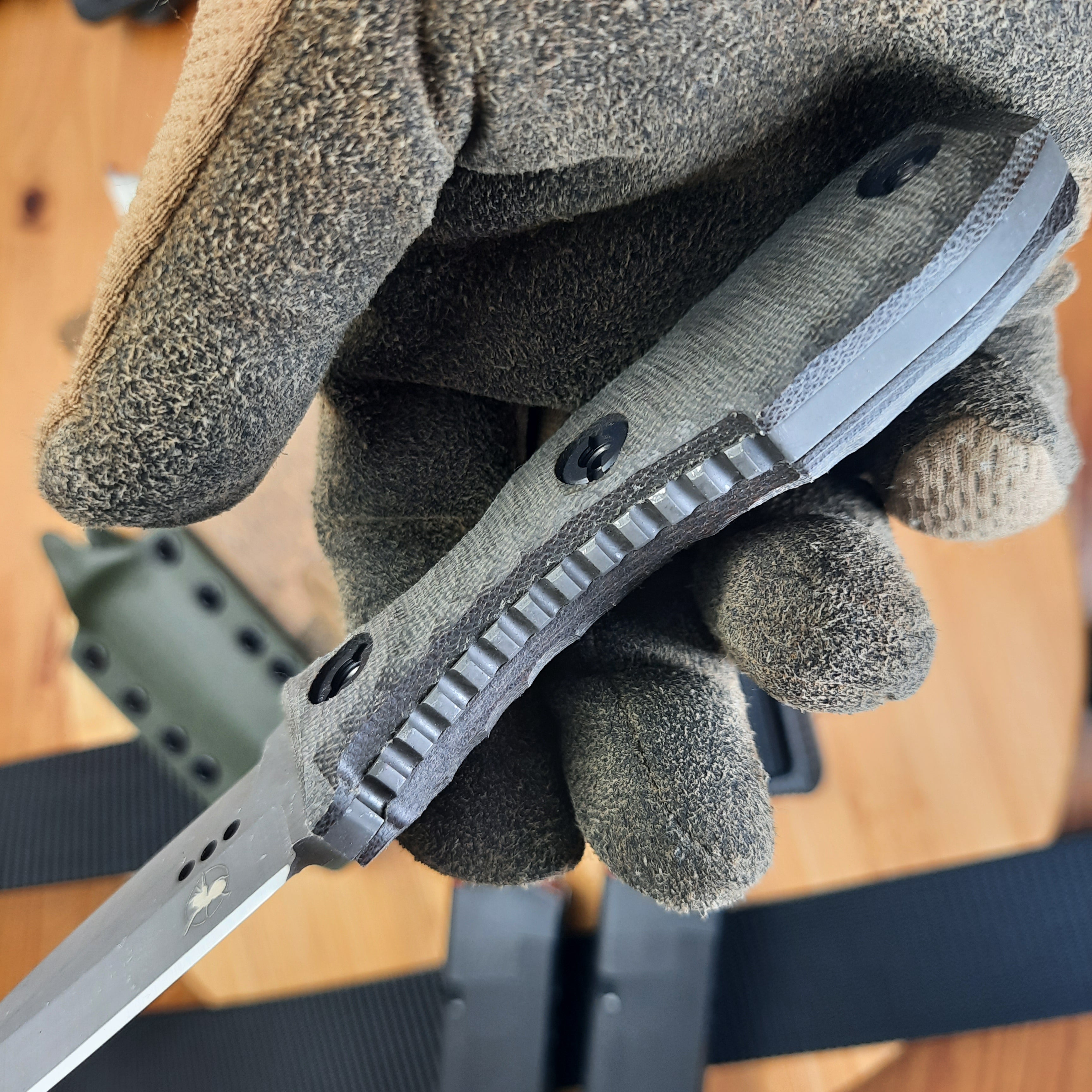 Atrax SCOURGE DAGGER Stonewashed Tactical Knife with Green Canvas Micarta Scales