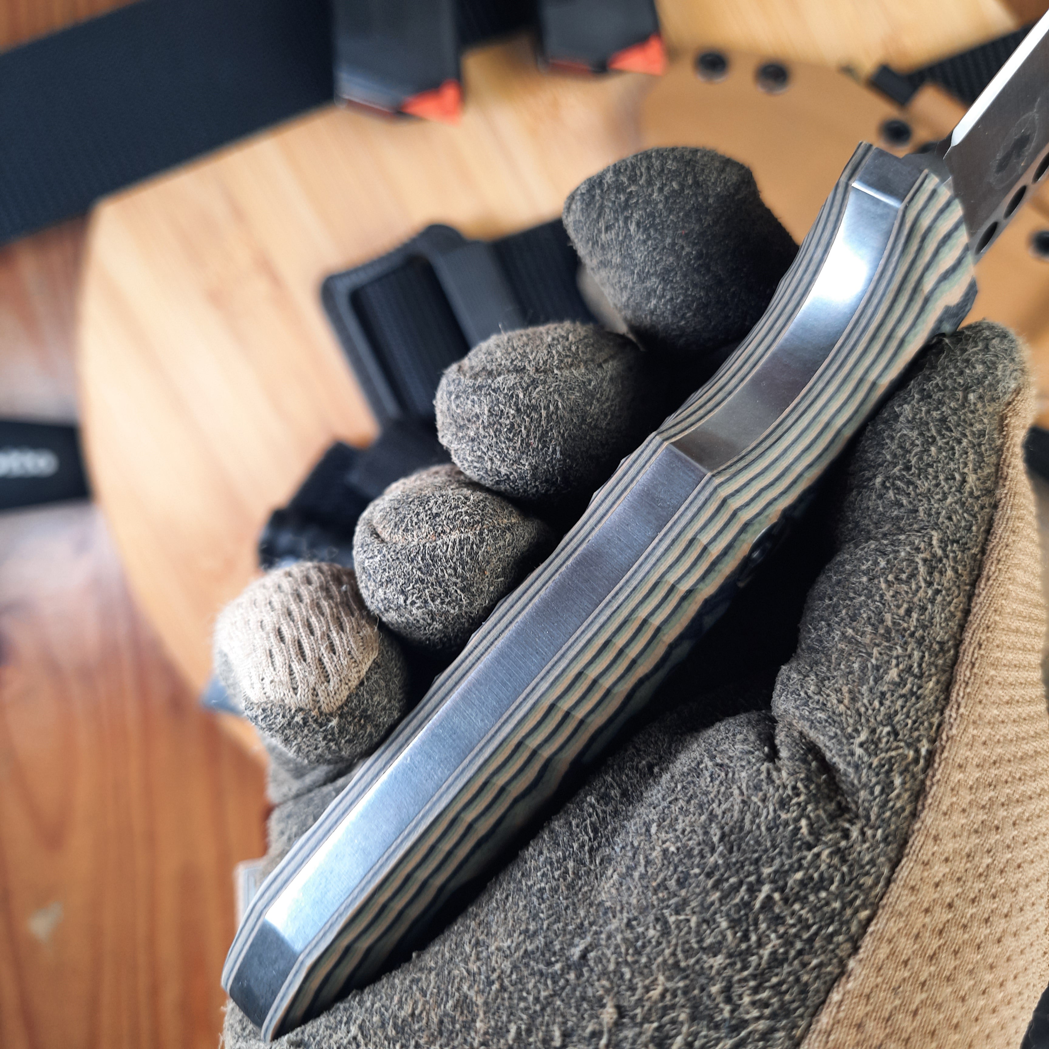 Atrax WASP Silver Satin Survival Knife with Black/Brown/Olive G10 handle and Desert Fox Kydex