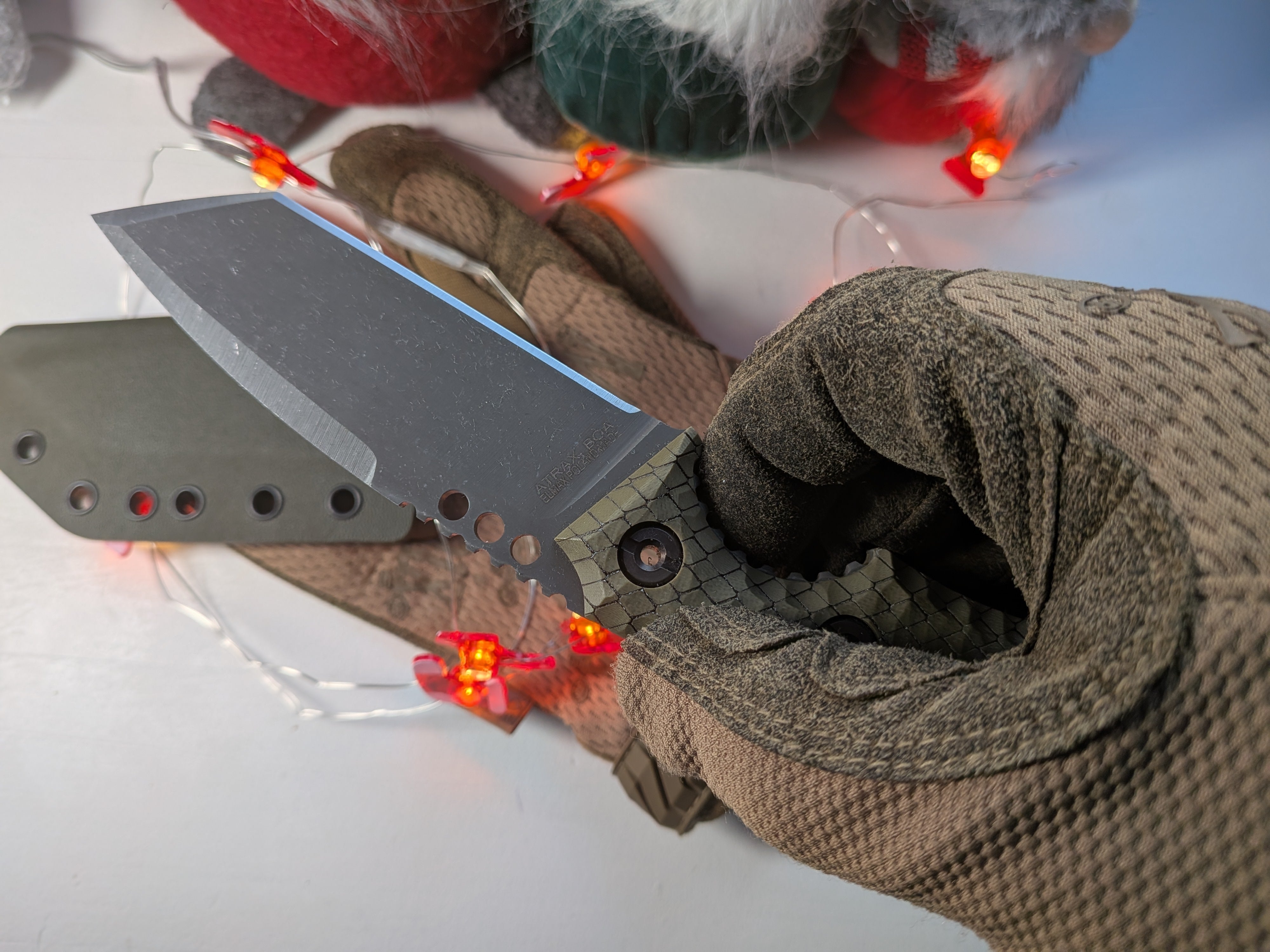 Nóż taktyczny Atrax BOA Stonewashed z brązową rękojeścią G10