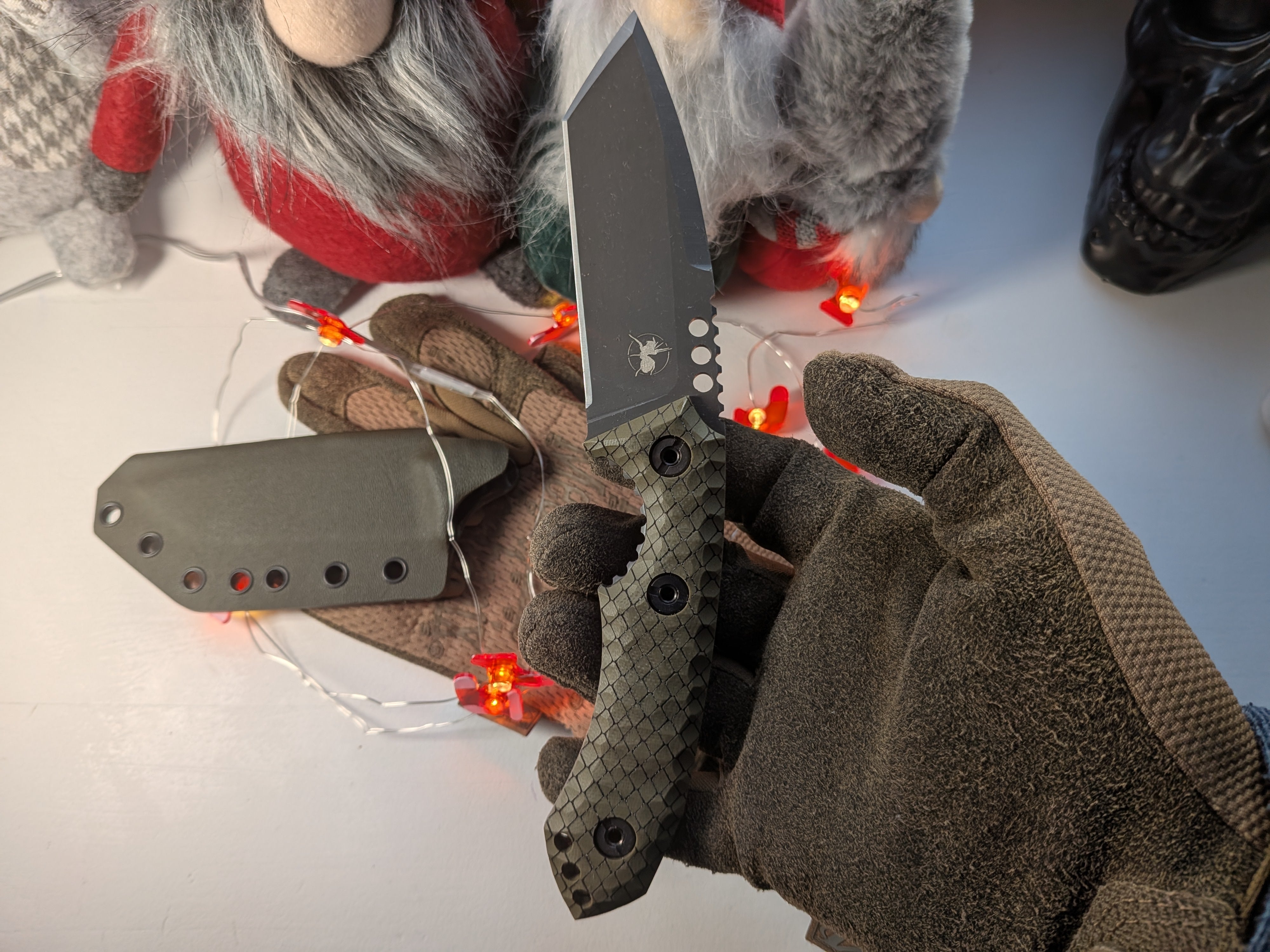 Nóż taktyczny Atrax BOA Stonewashed z brązową rękojeścią G10