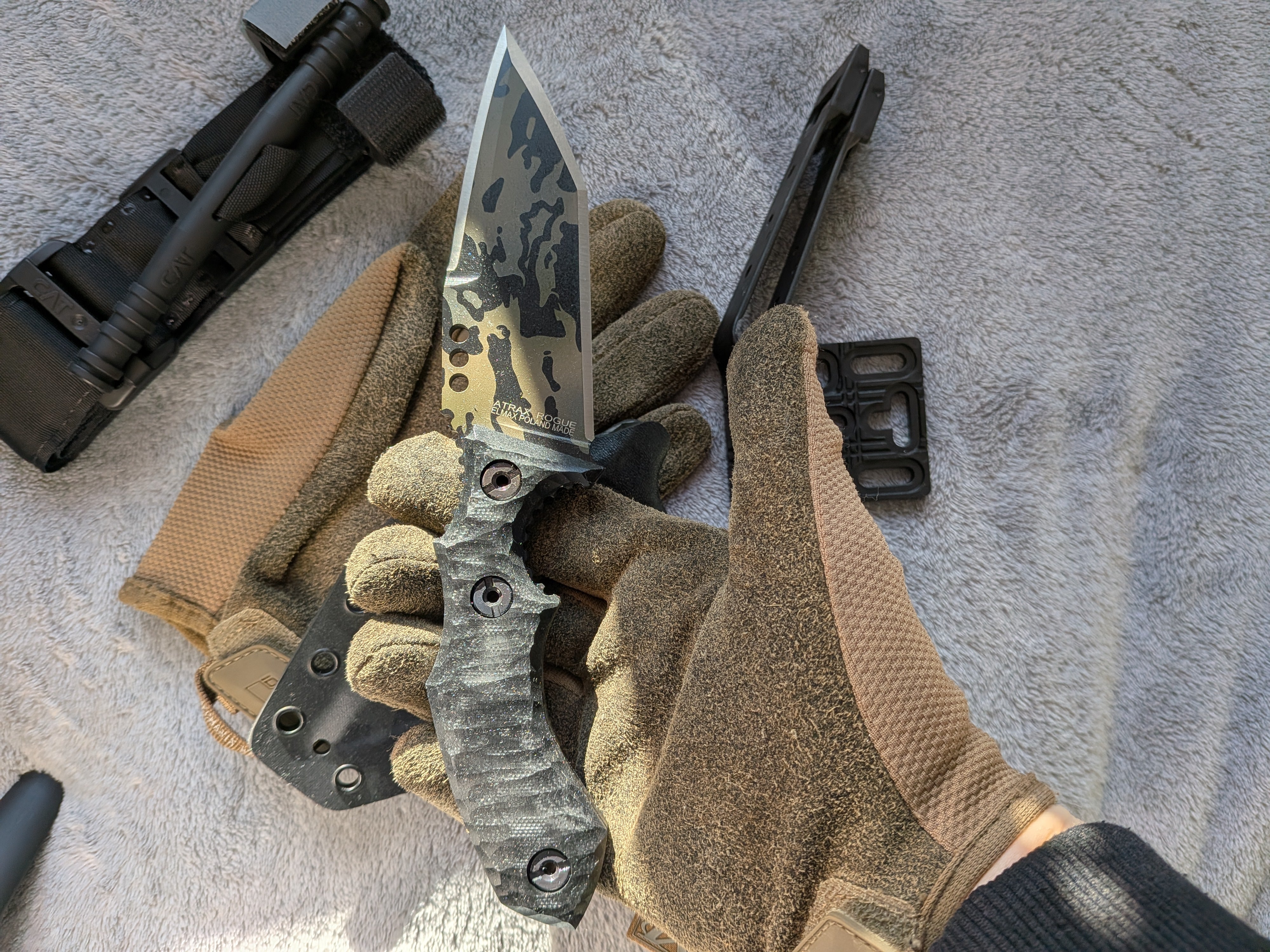 Atrax Rogue Tactical Knife with Black G10 Handle & Multicam black cerakote coating