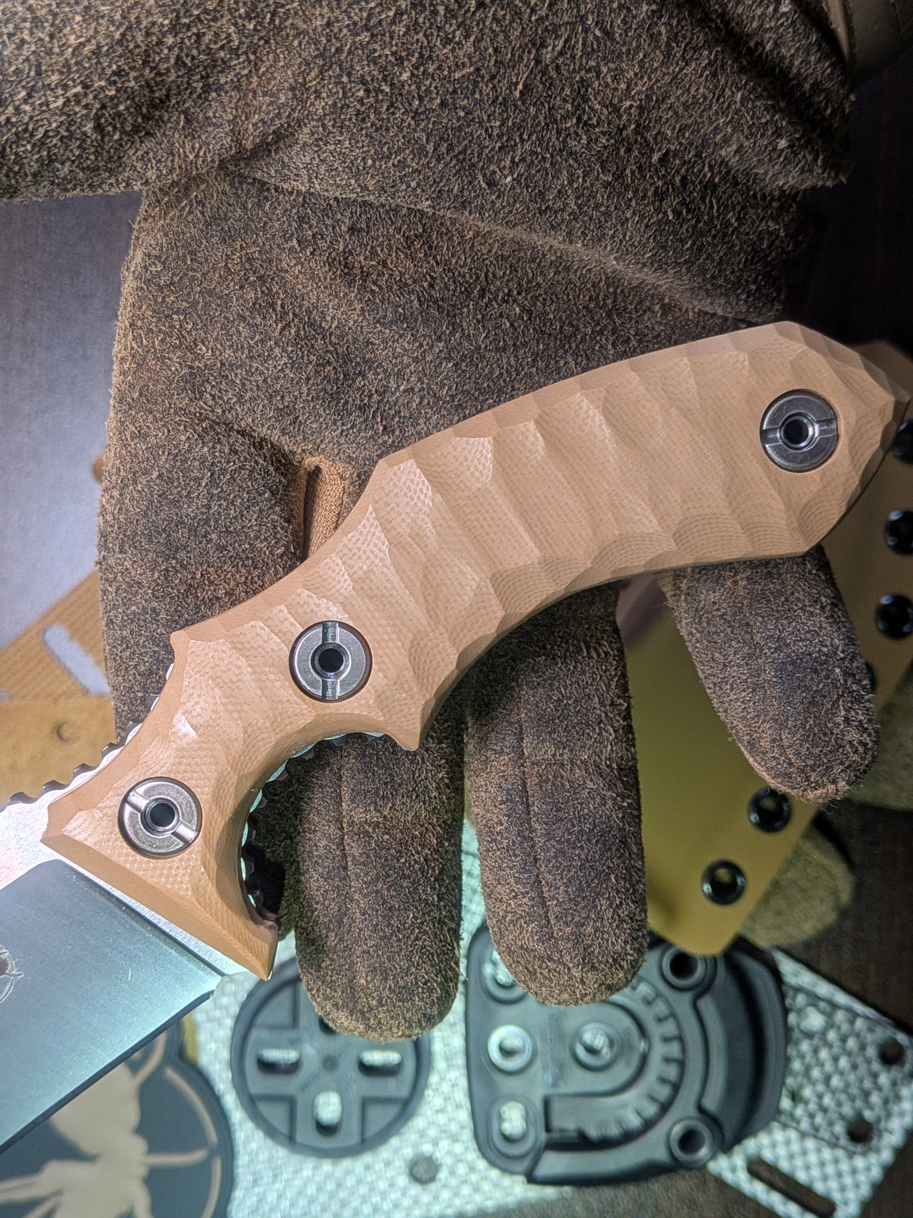 Atrax Rogue silver satin Tactical Knife with Brown G10 Handle