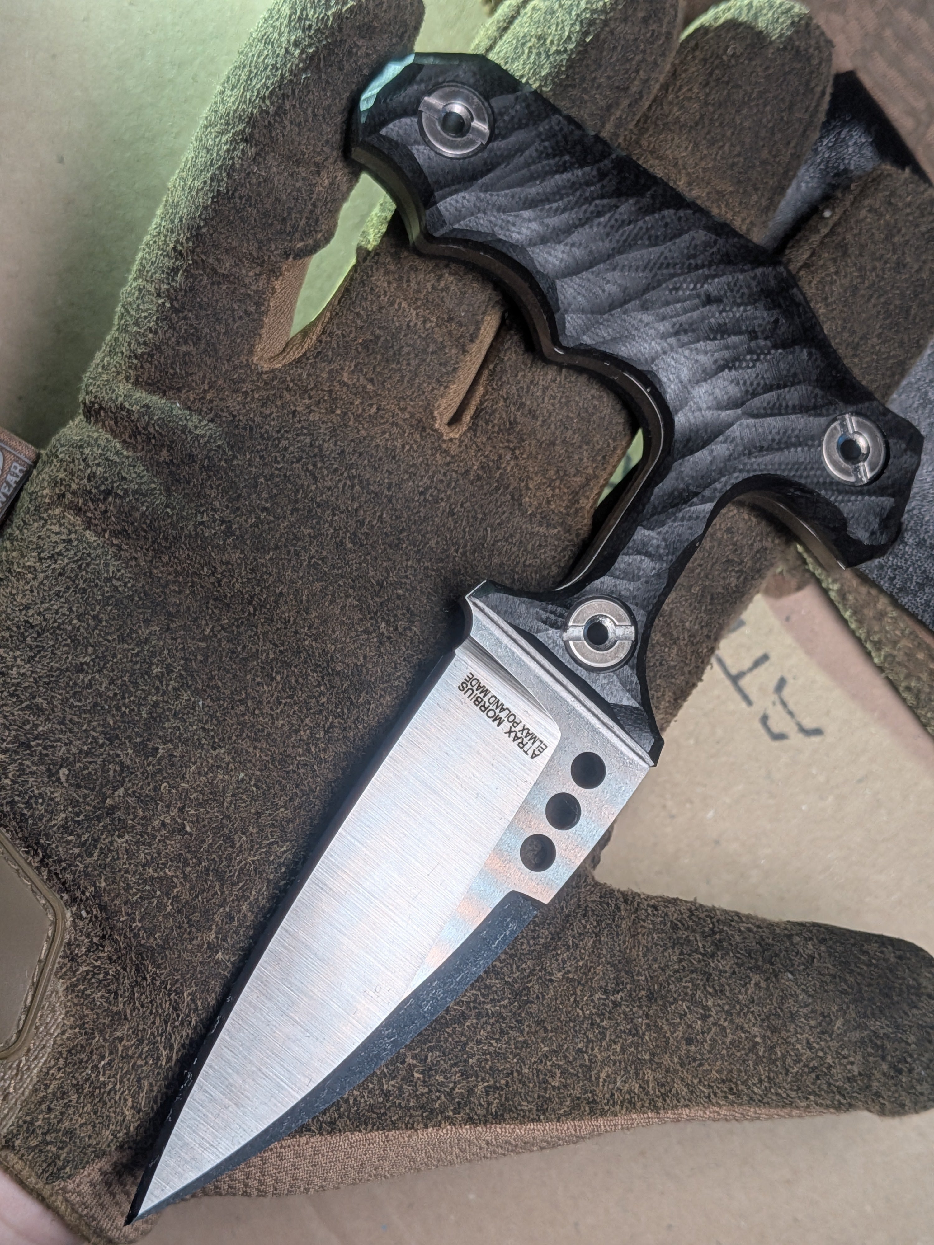 Atrax MORBIUS silver satin tactical Push Knife with Black Handle