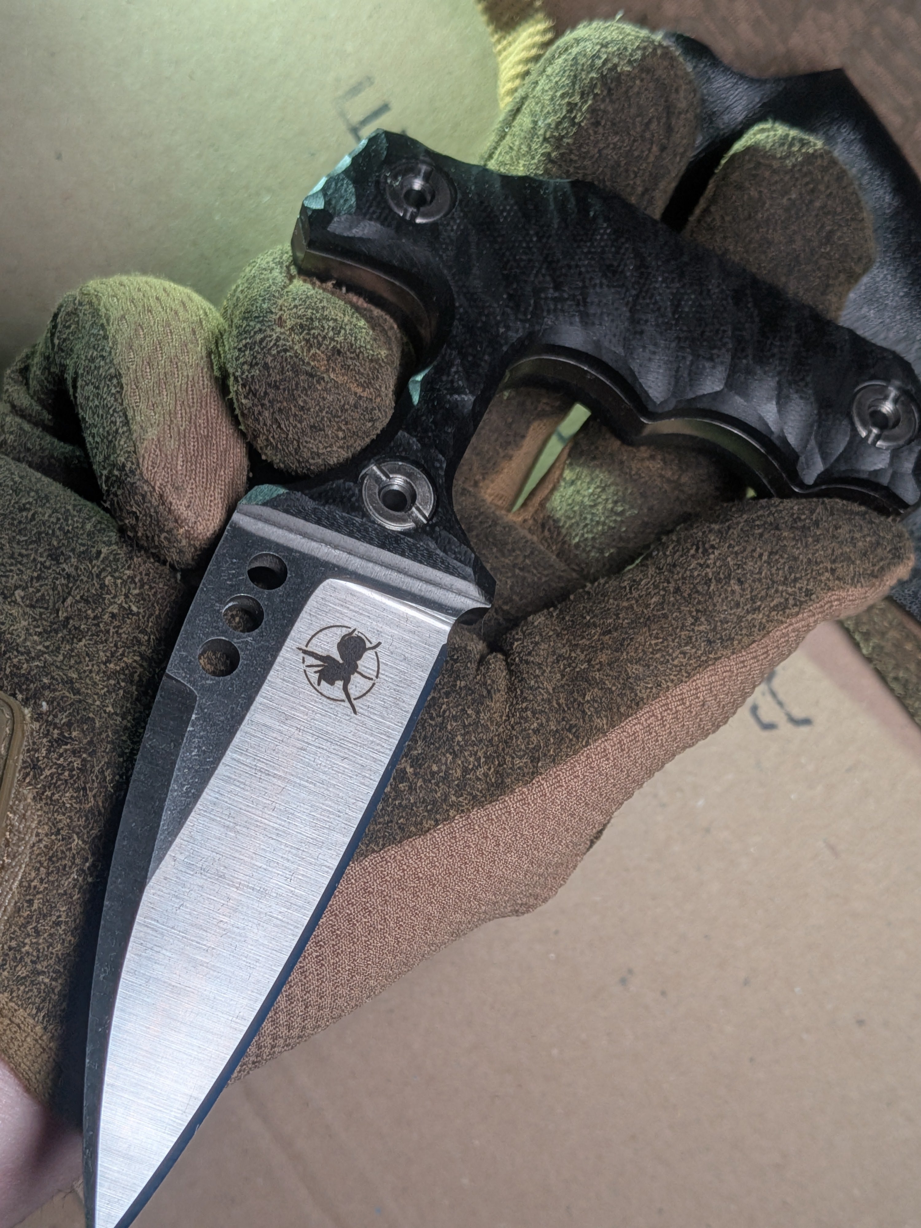 Atrax MORBIUS silver satin tactical Push Knife with Black Handle