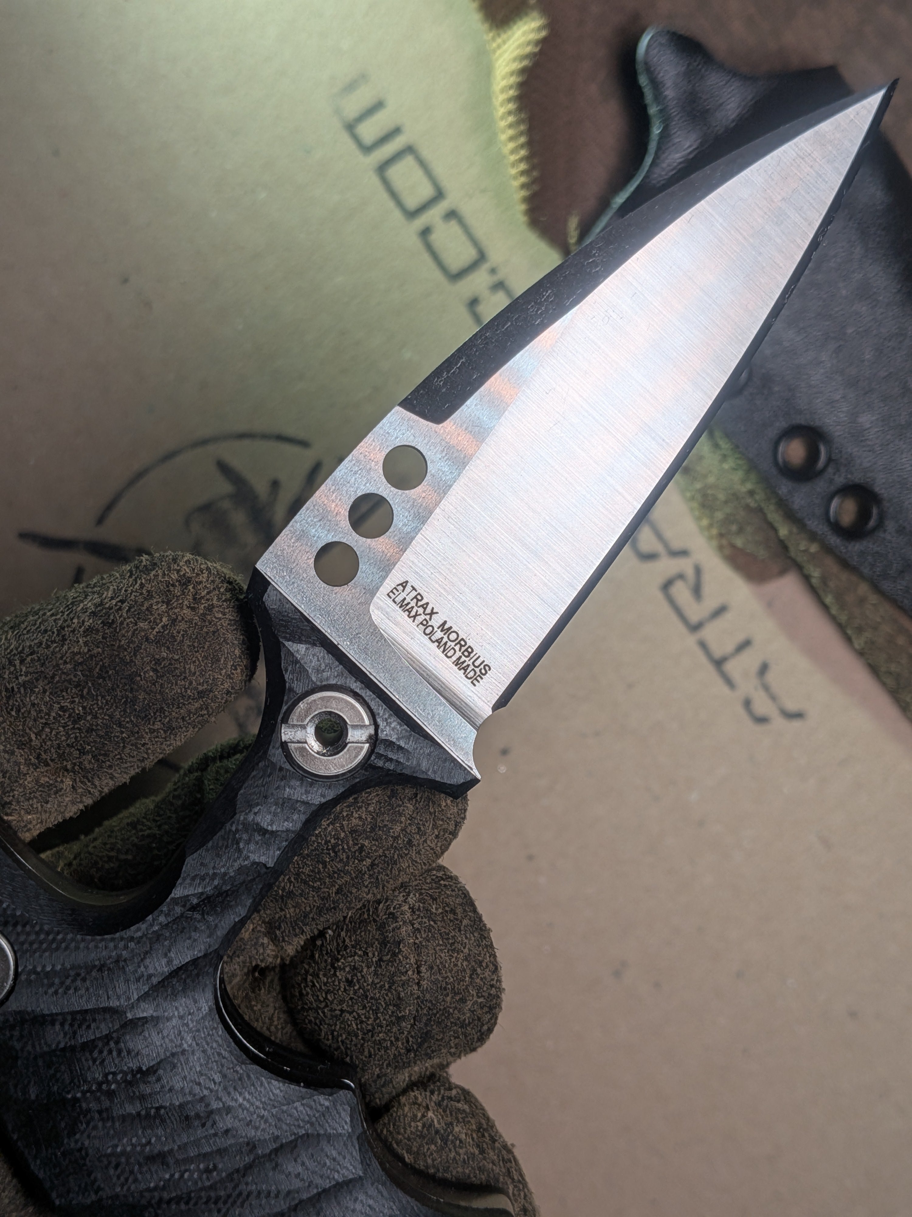 Atrax MORBIUS silver satin tactical Push Knife with Black Handle