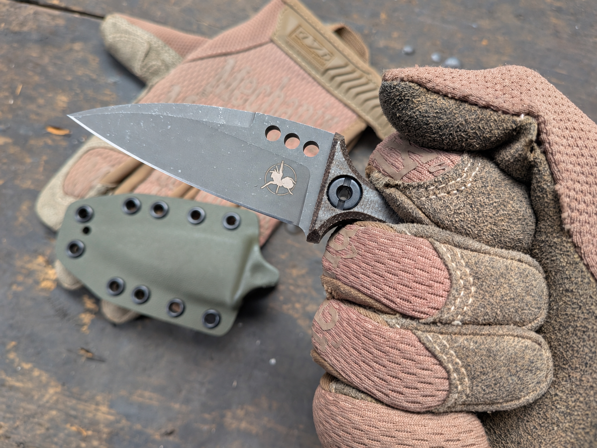 Atrax MORBIUS Tactical Push Knife with Green Canvas Micarta Handle & Stonewashed steel finish