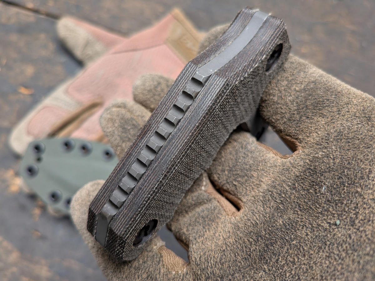 Atrax MORBIUS Tactical Push Knife with Green Canvas Micarta Handle & Stonewashed steel finish
