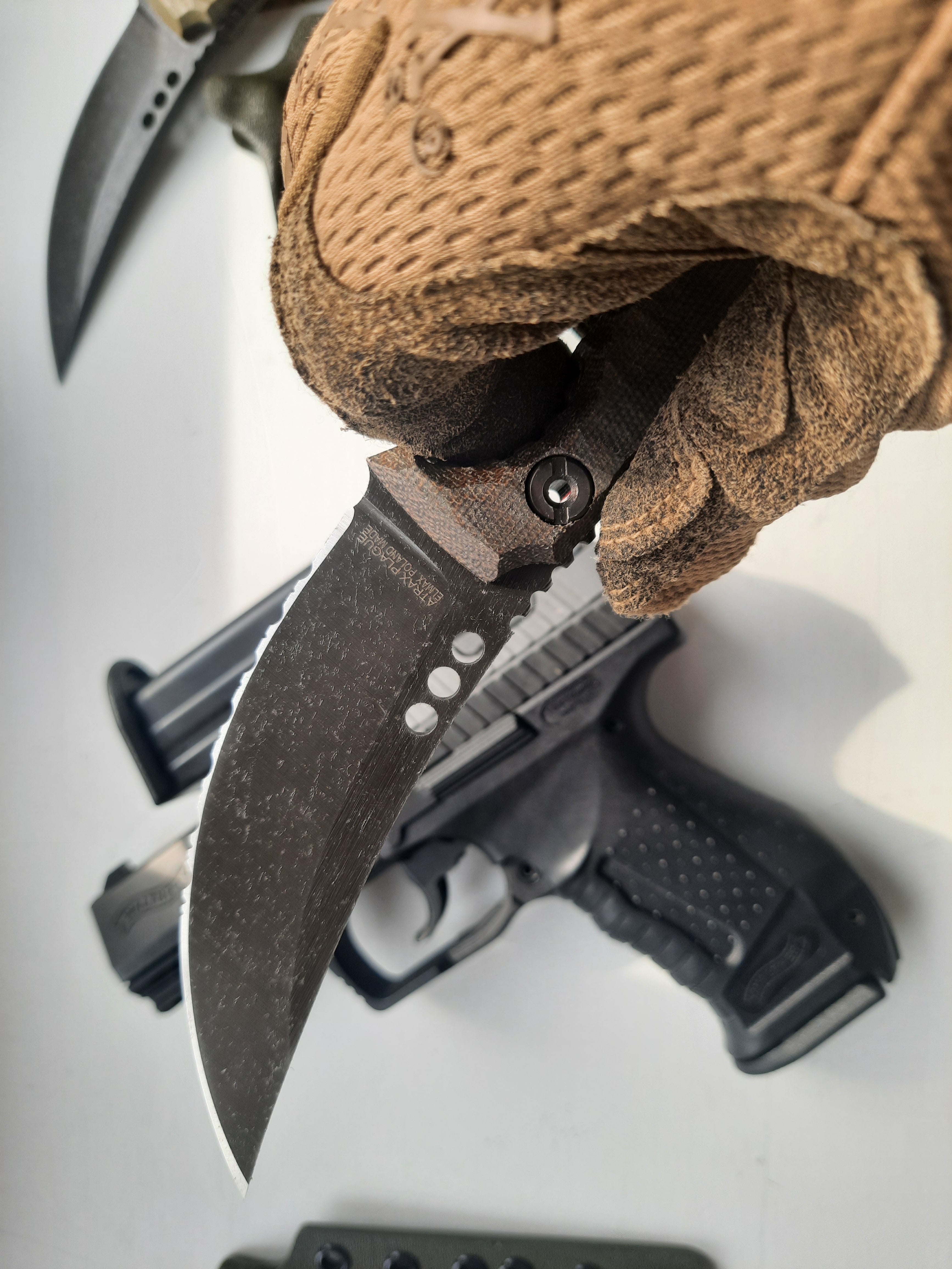 Atrax PLAGUE Tactical Ring Knife with Green Micarta Handle, Stonewashed finish & Serration