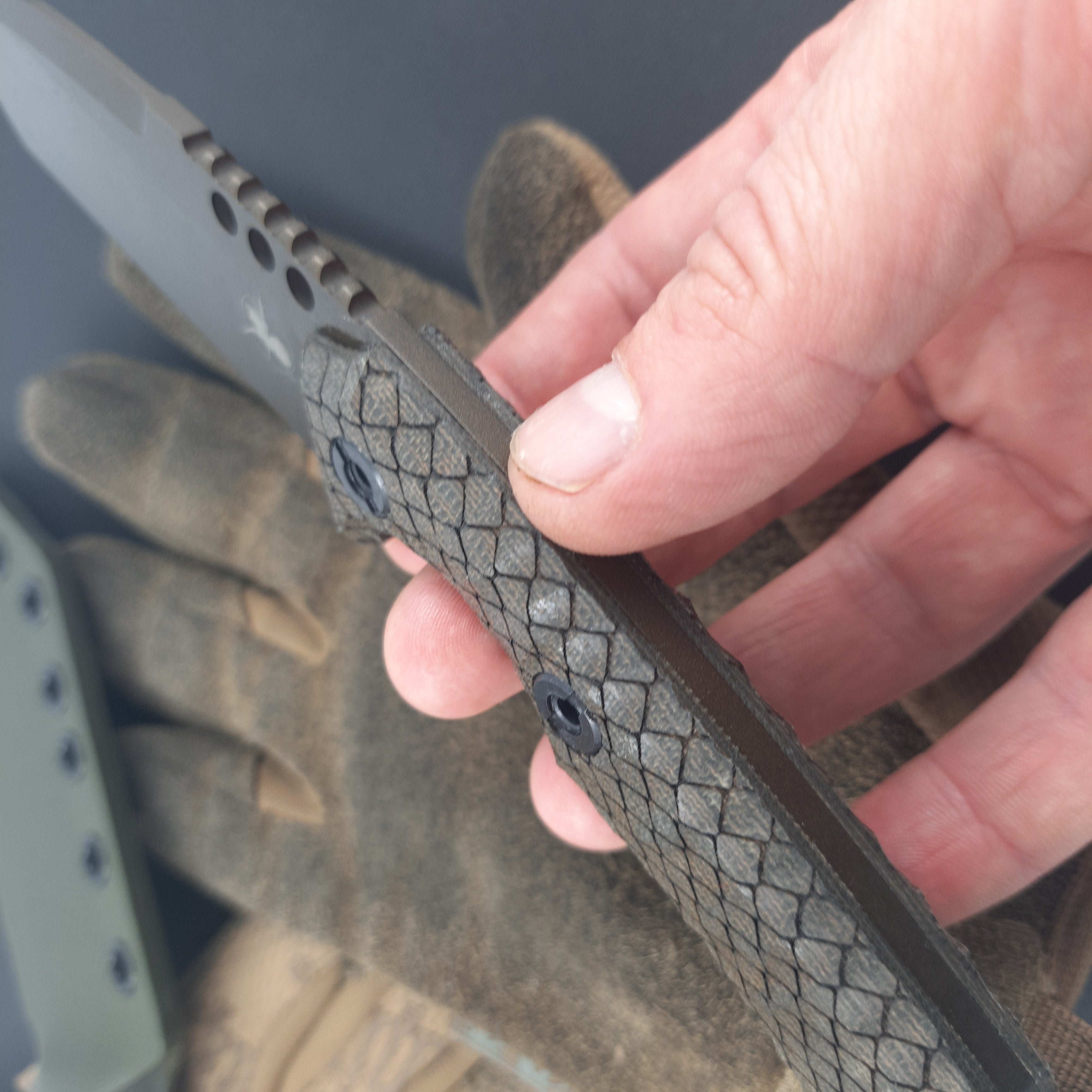 Atrax BOA Tactical Knife Midnight Bronze Cerakote with Green Canvas Micarta Handle