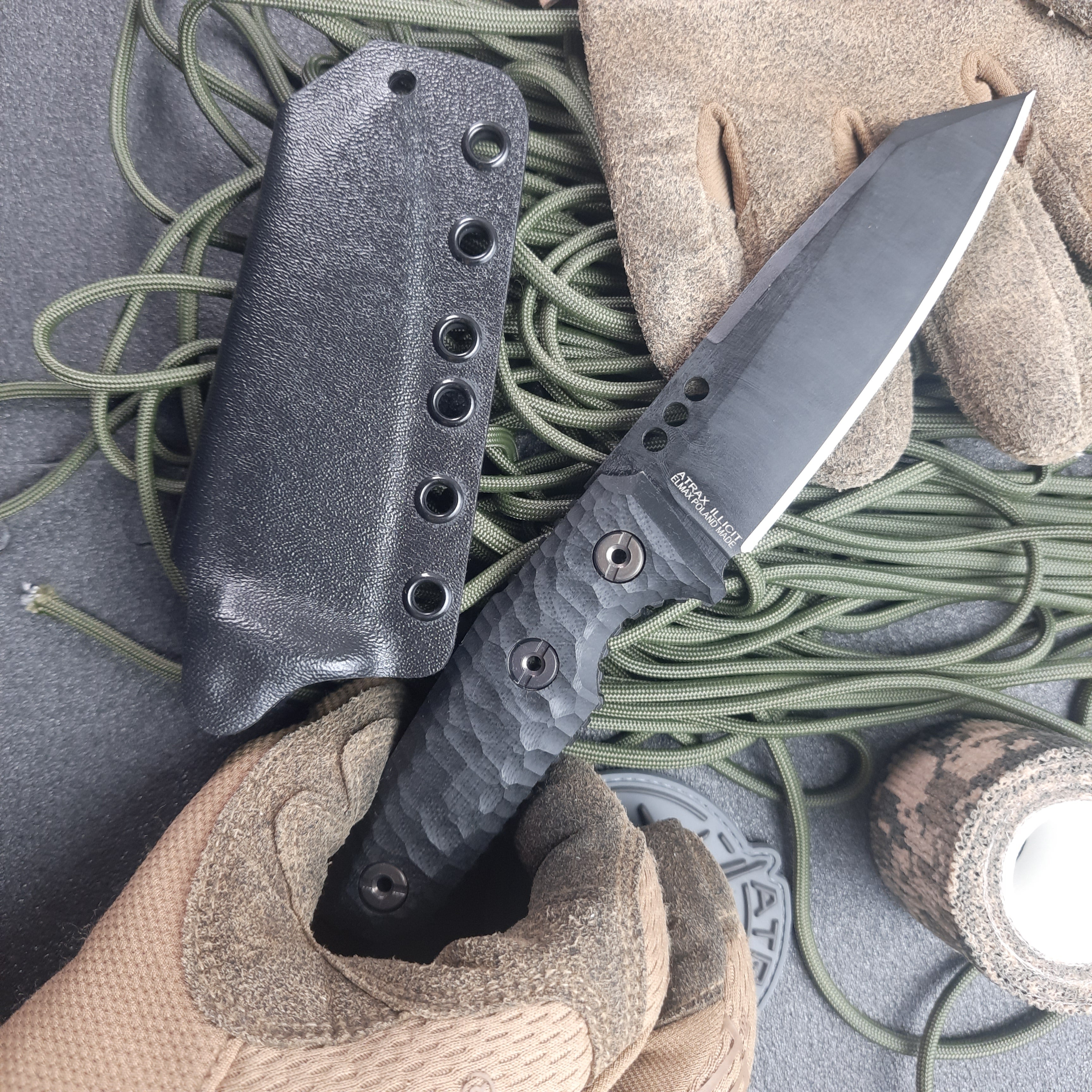 Nóż taktyczny Atrax BOA Stonewashed z brązową rękojeścią G10