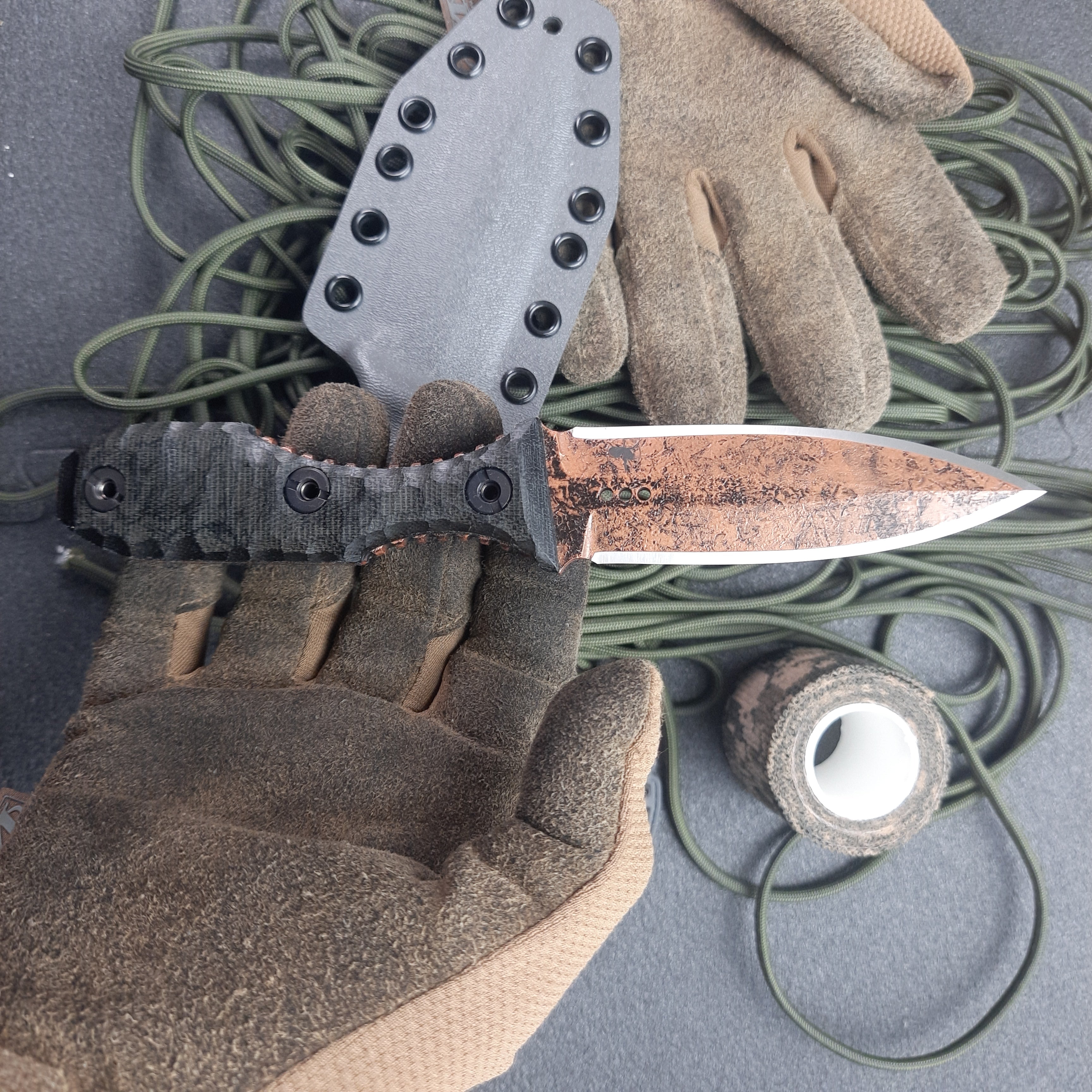 Atrax SCOURGE DAGGER Old Cooper Cerakote Tactical Knife with Black Canvas Micarta Handle