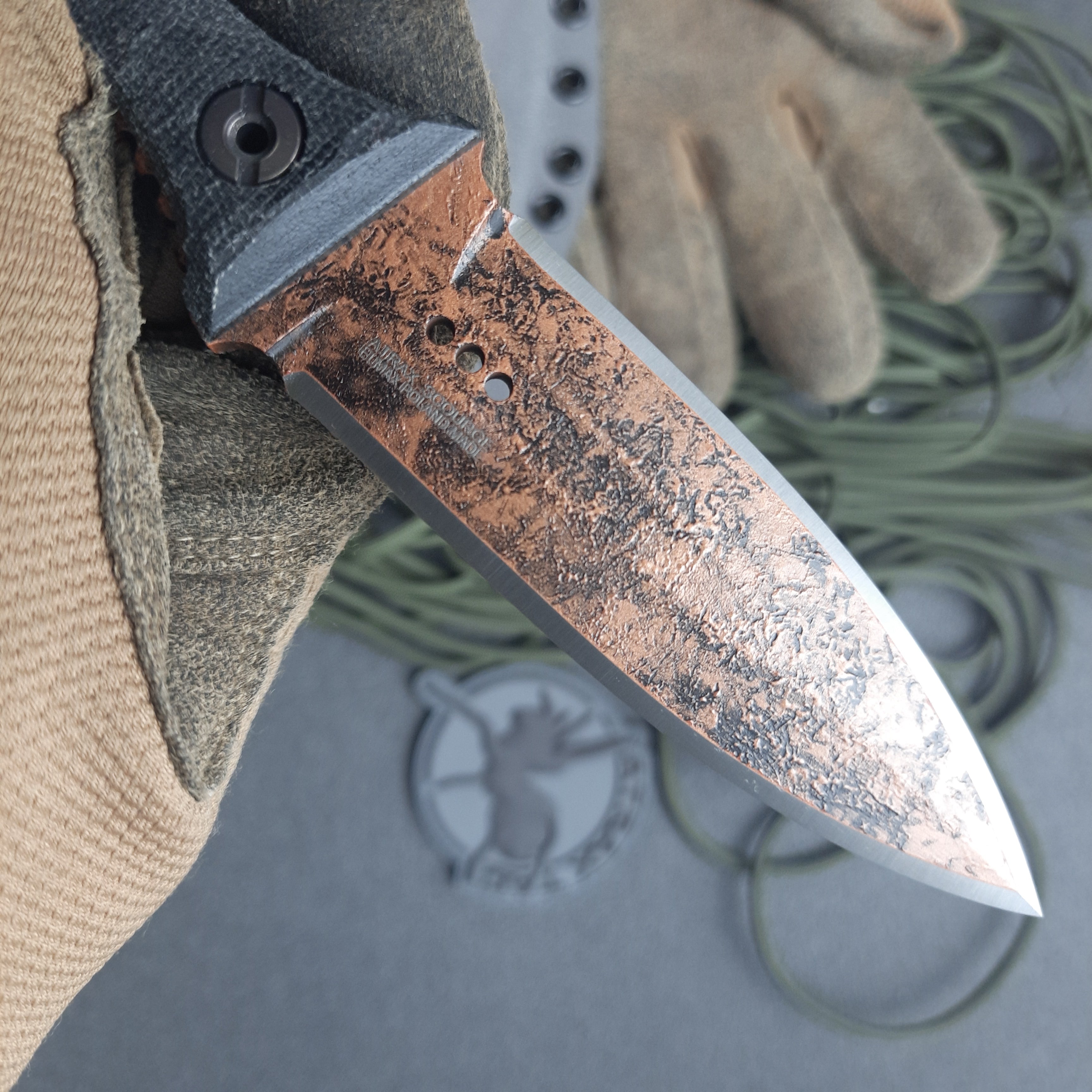 Atrax SCOURGE DAGGER Old Cooper Cerakote Tactical Knife with Black Canvas Micarta Handle