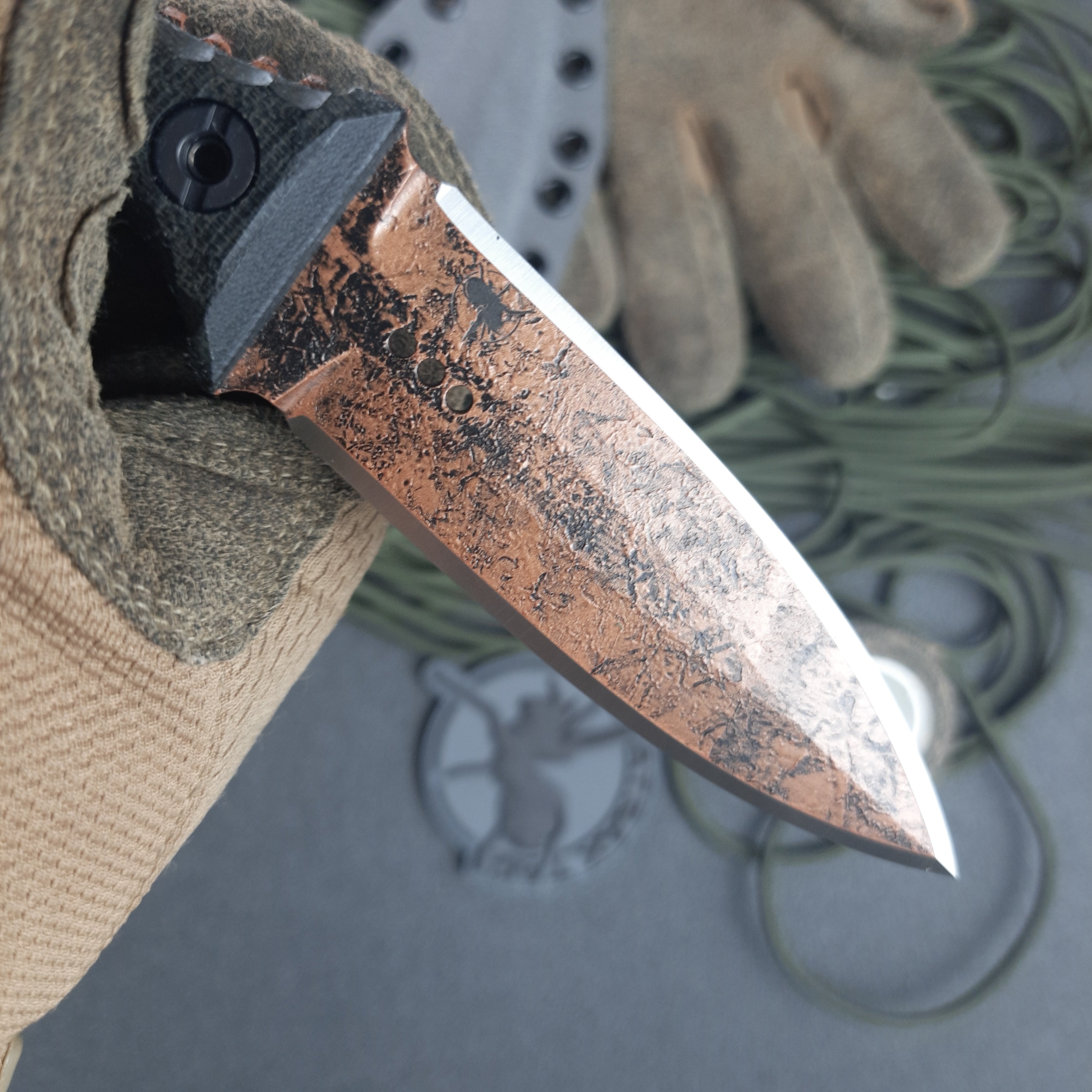 Atrax SCOURGE DAGGER Old Cooper Cerakote Tactical Knife with Black Canvas Micarta Handle