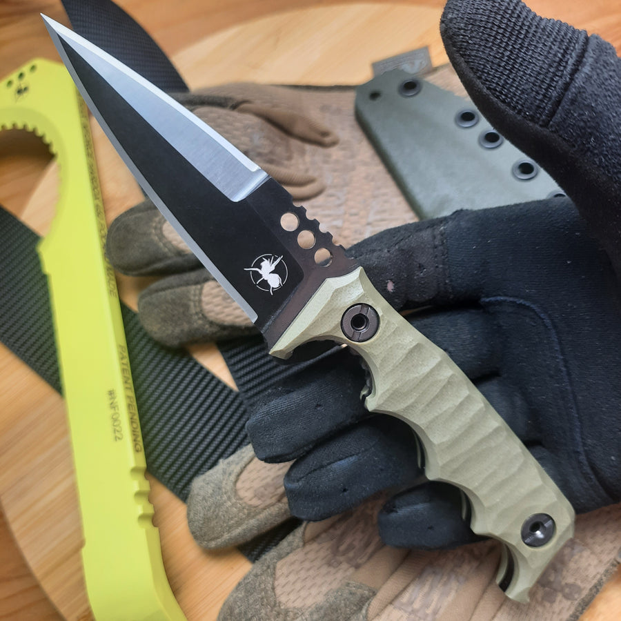 Nóż taktyczny Atrax HAVOC Midnight Bronze Cerokote z czarną rękojeścią G10