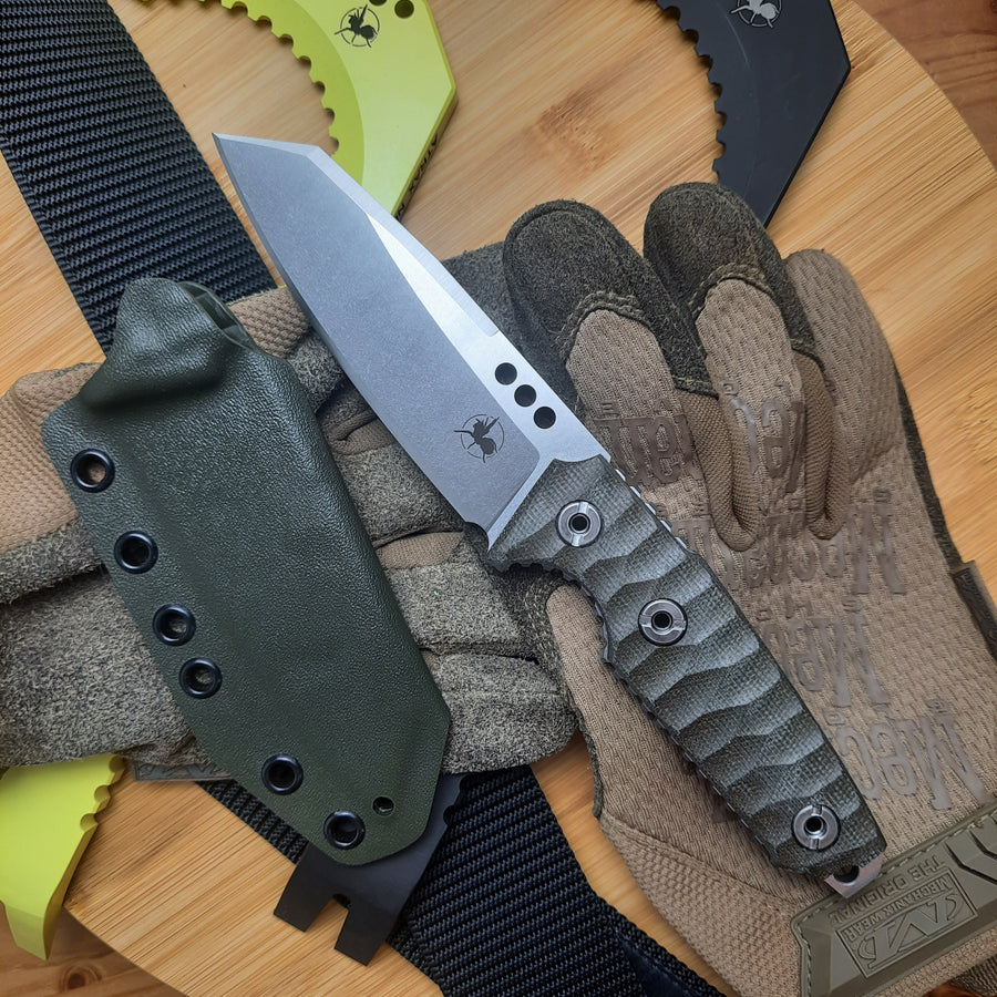 ATRAX ILLICIT — Silver Satin, zielona Canvas Micarta