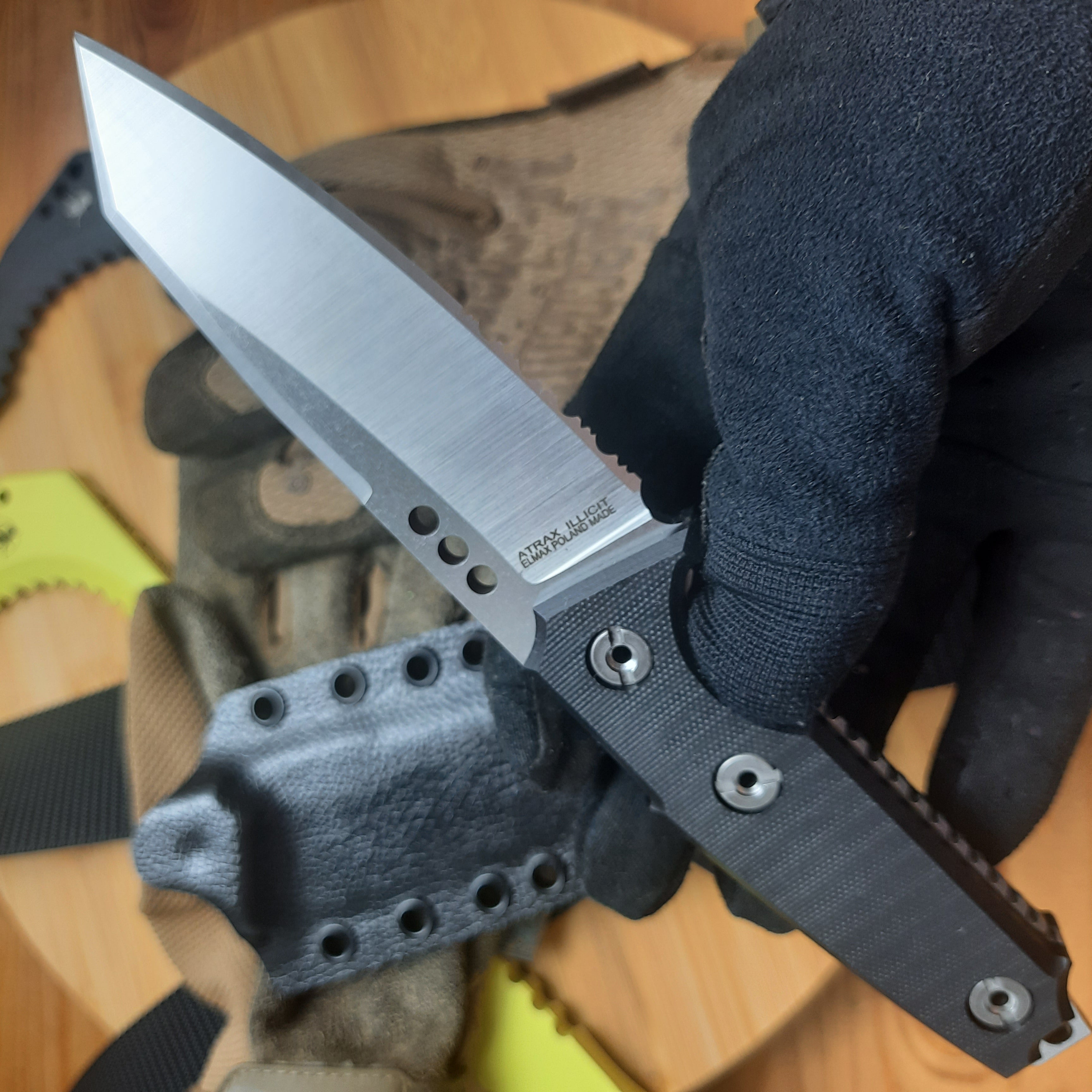 Nóż taktyczny Atrax BOA Stonewashed z brązową rękojeścią G10