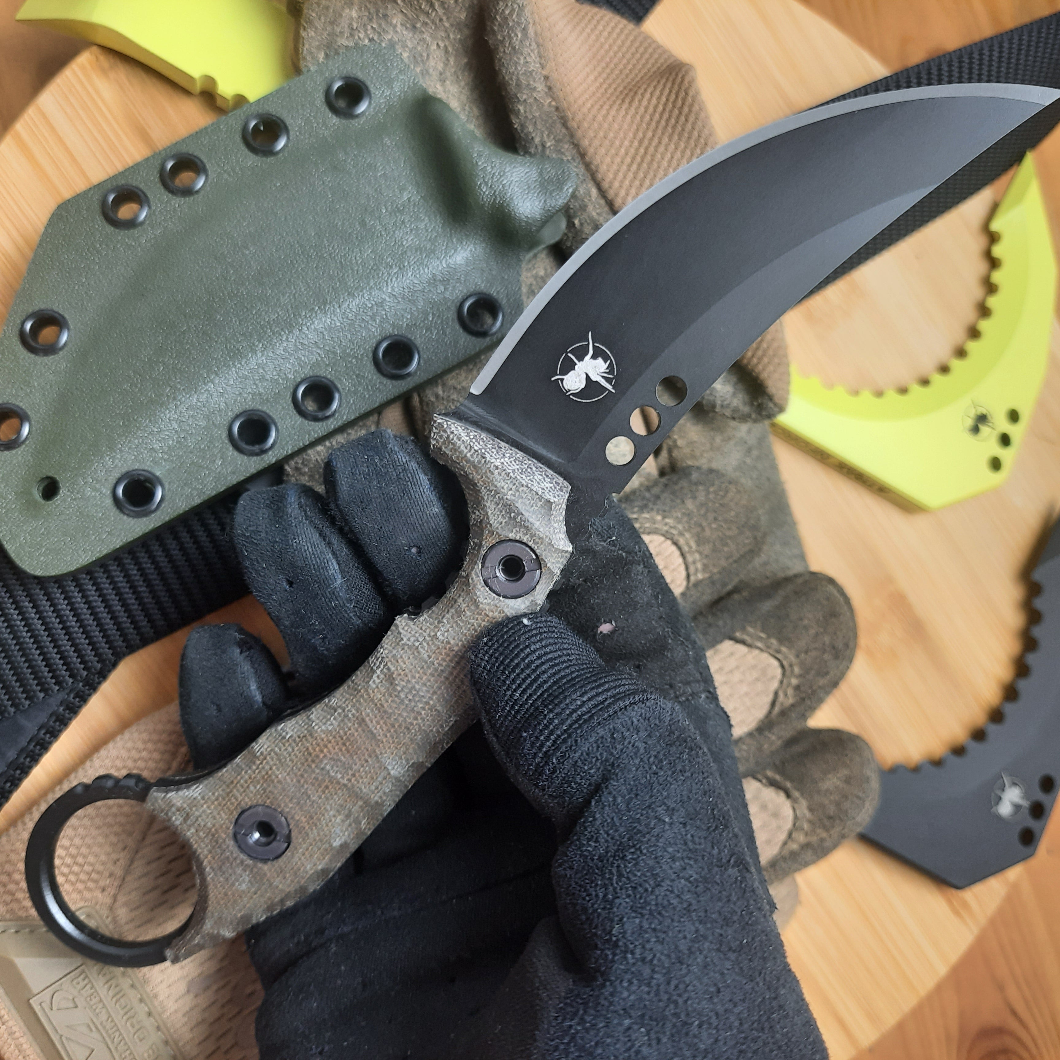 Nóż taktyczny Atrax PLAGUE Stonewashed z czarną rękojeścią G10 i czarnym kydexem