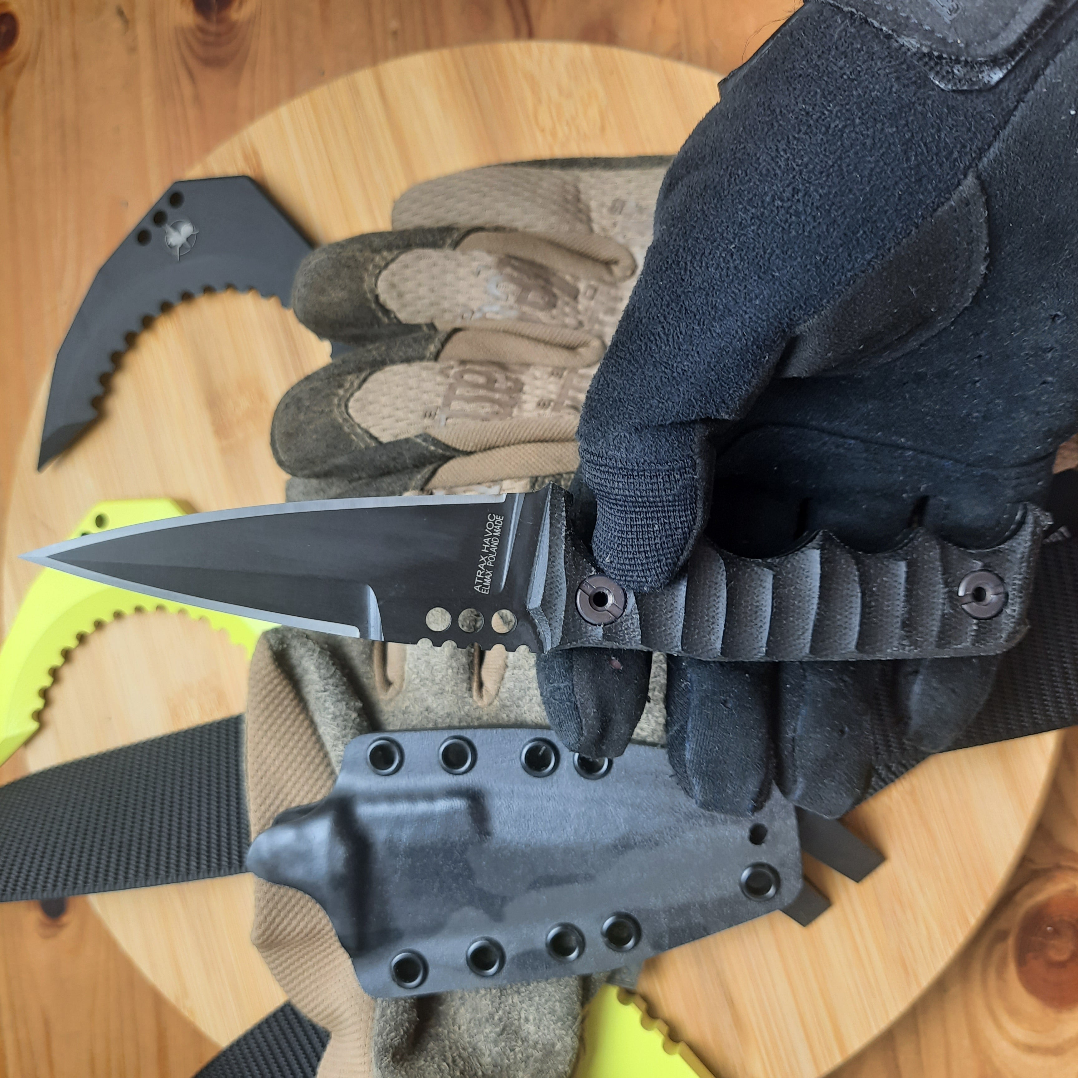 Atrax HAVOC Armor Black Cerakote Tactical Knife with Black Canvas Micarta handle