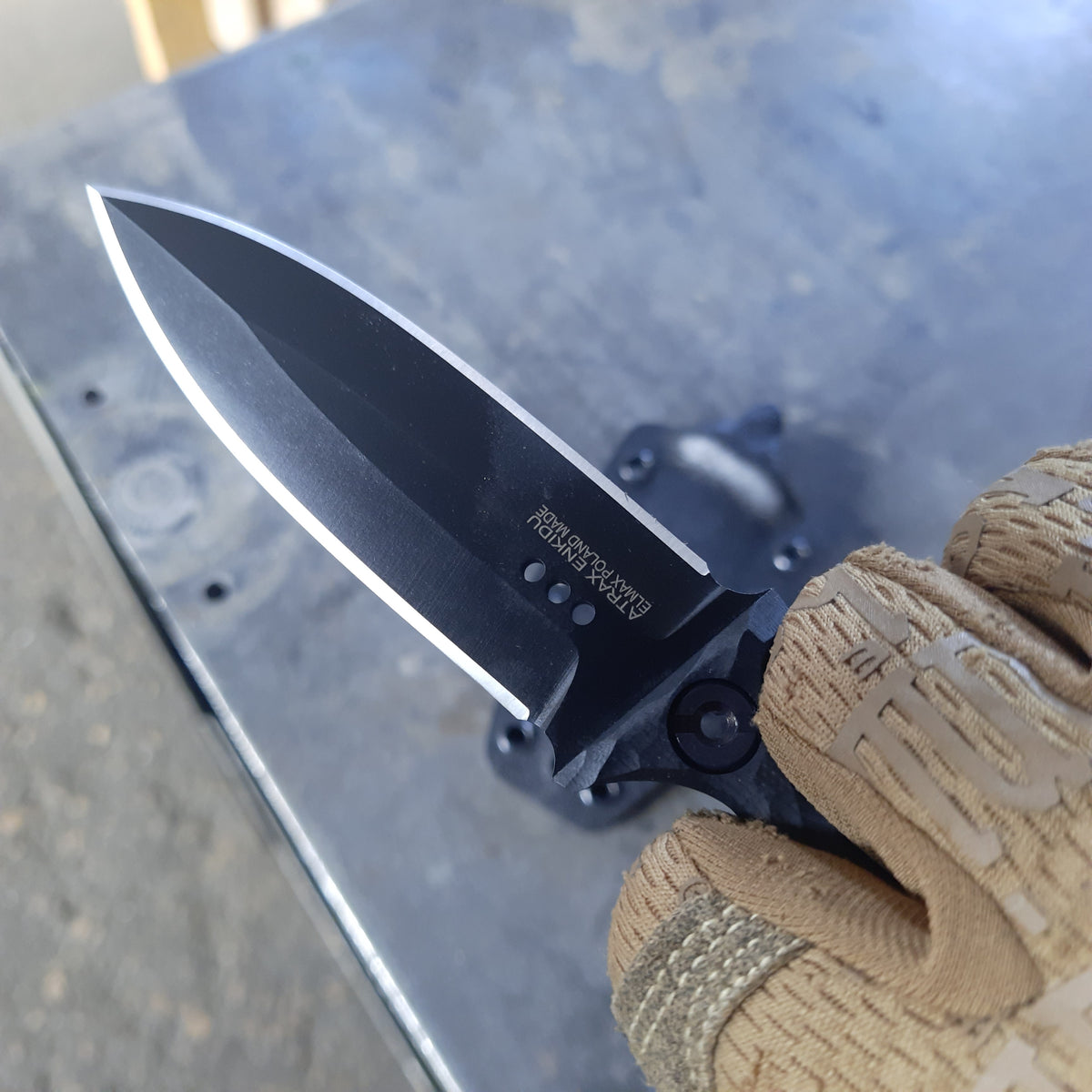 Atrax ENKIDU Tactical Push Knife with Black Handle & Armor Black Cerakote finish