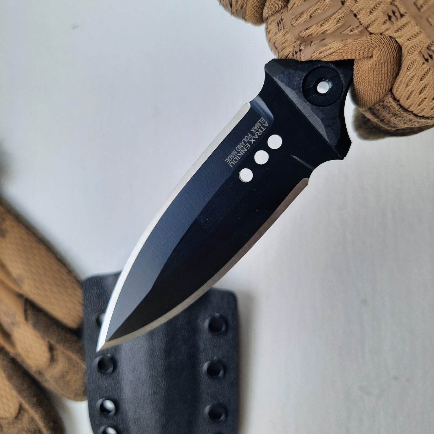 Atrax ENKIDU Tactical Push Knife with Black Handle & LR Black Cerakote finish