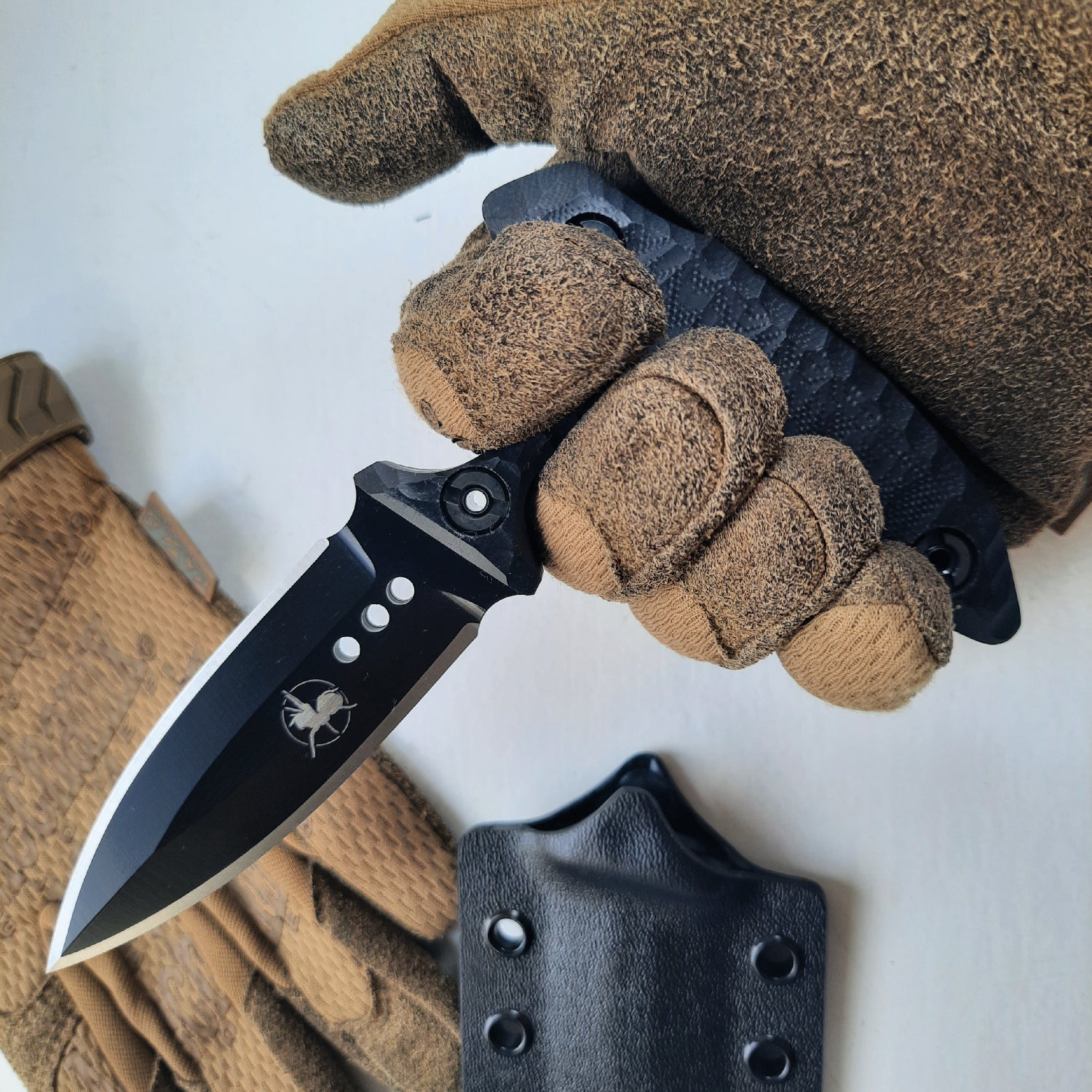 Atrax ENKIDU Tactical Push Knife with Black Handle & LR Black Cerakote finish