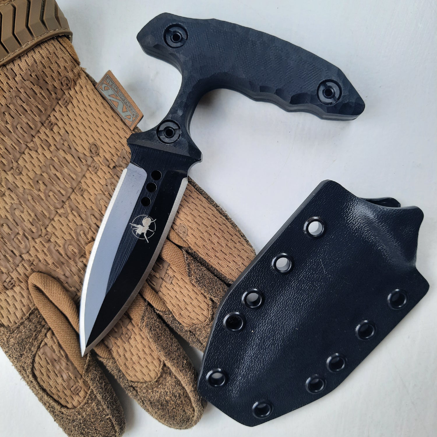 Atrax ENKIDU Tactical Push Knife with Black Handle & LR Black Cerakote finish