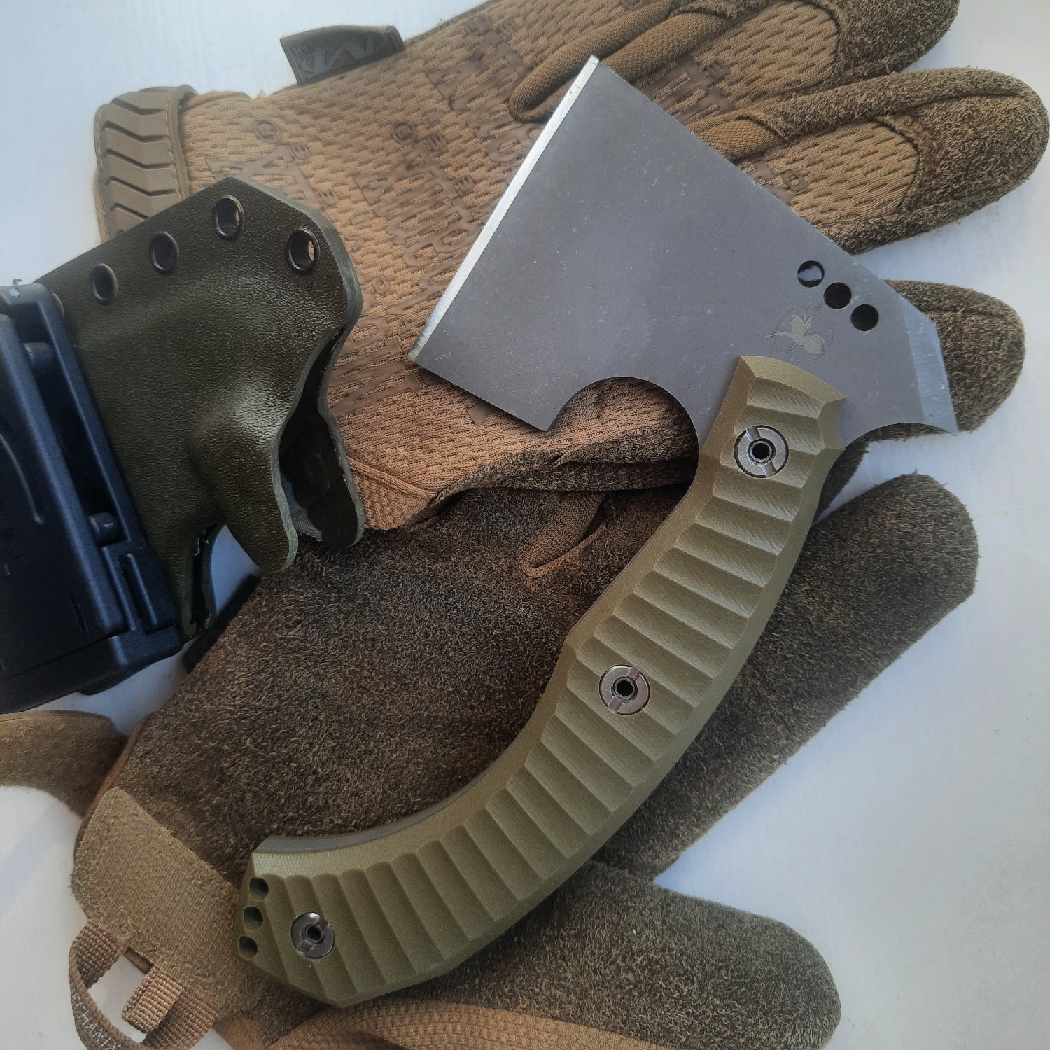 Atrax HAWK Tactical Axe with Stonewashed & OD Green G10 Handle