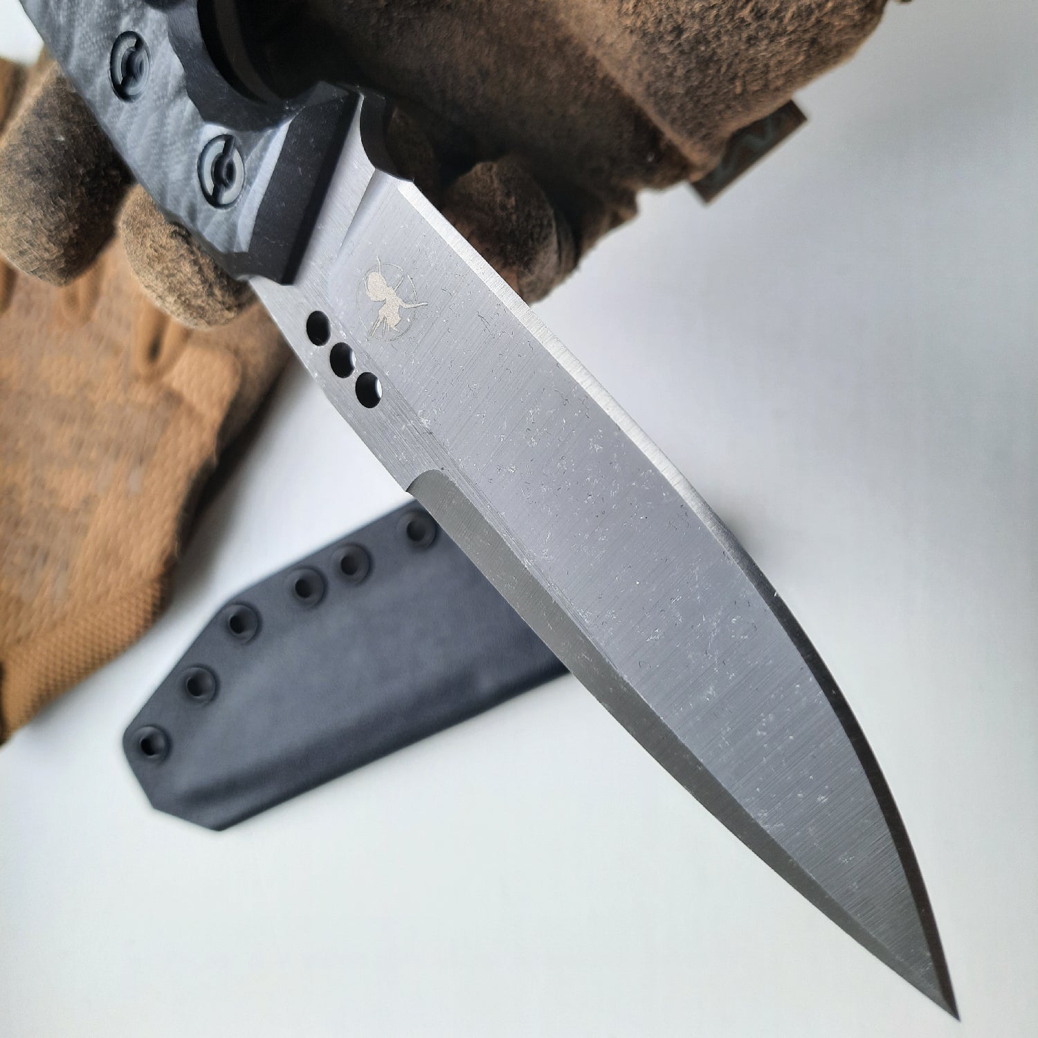 Atrax MARDUK Stonewashed Tactical Knife with Black Handle