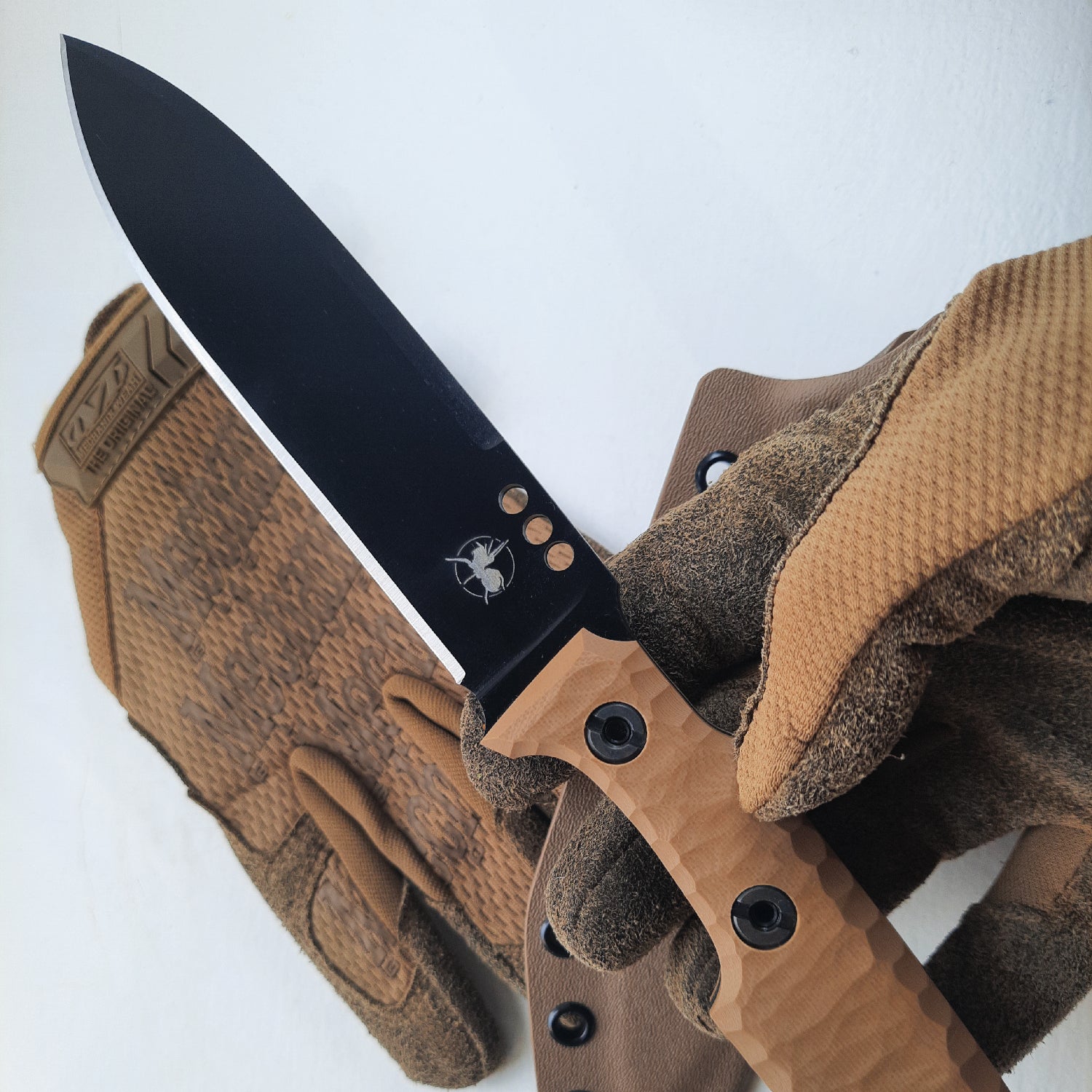 Atrax NOXIOUS Tactical Knife with Brown Handle & LR BLACK Cerakote