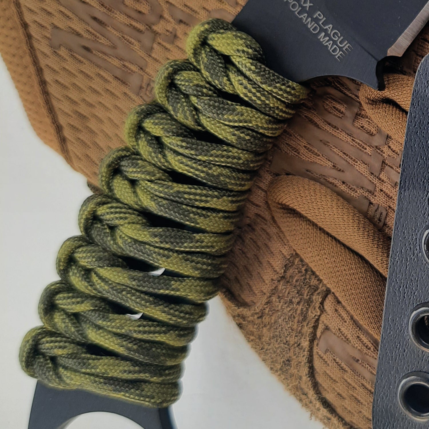 Atrax PLAGUE Tactical Ring Knife with Paracord Handle & Armor BLACK Cerakote