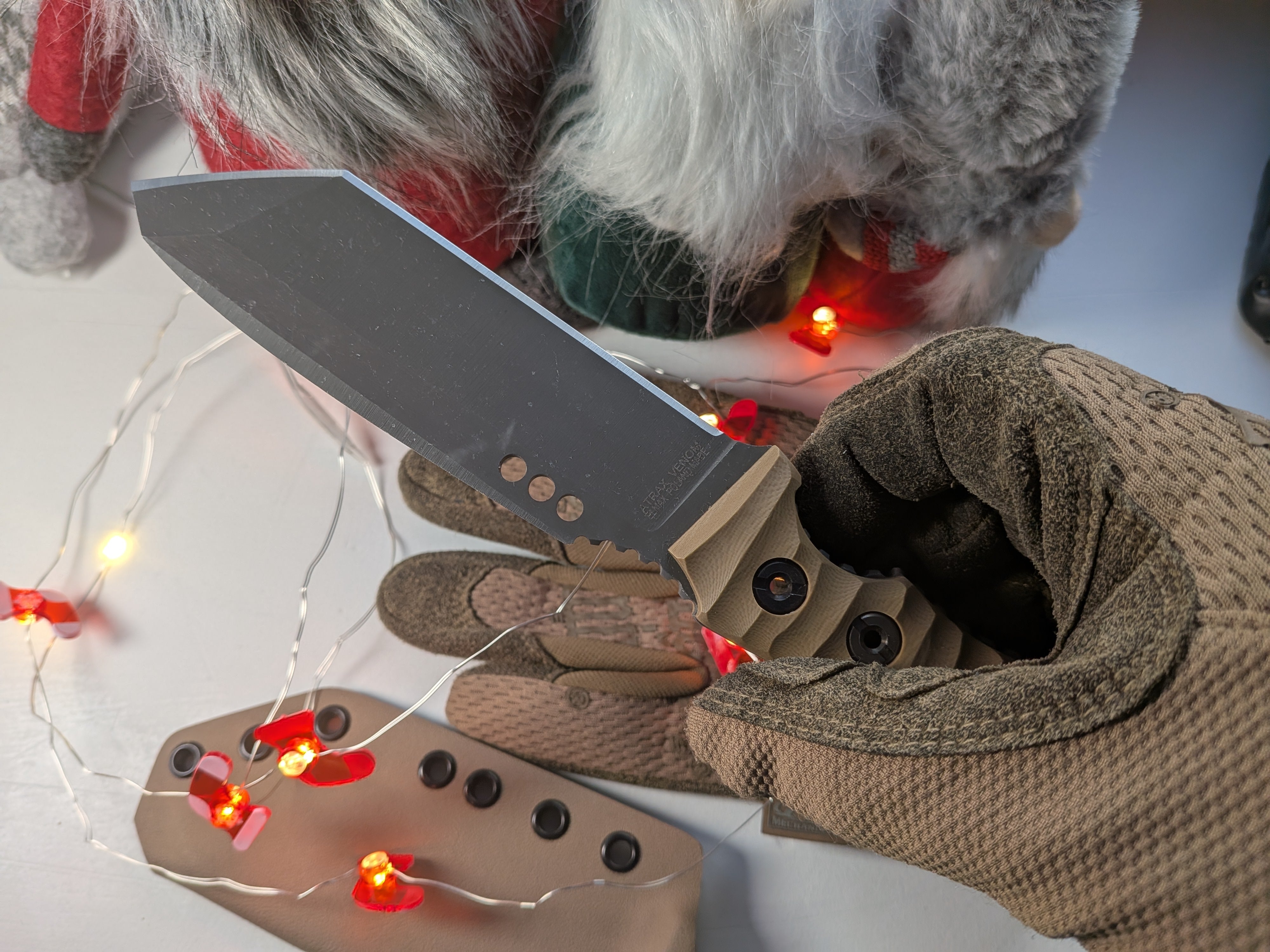 Nóż taktyczny i pielęgnacyjny Atrax Venom Stonewashed z uchwytem Green Micarta