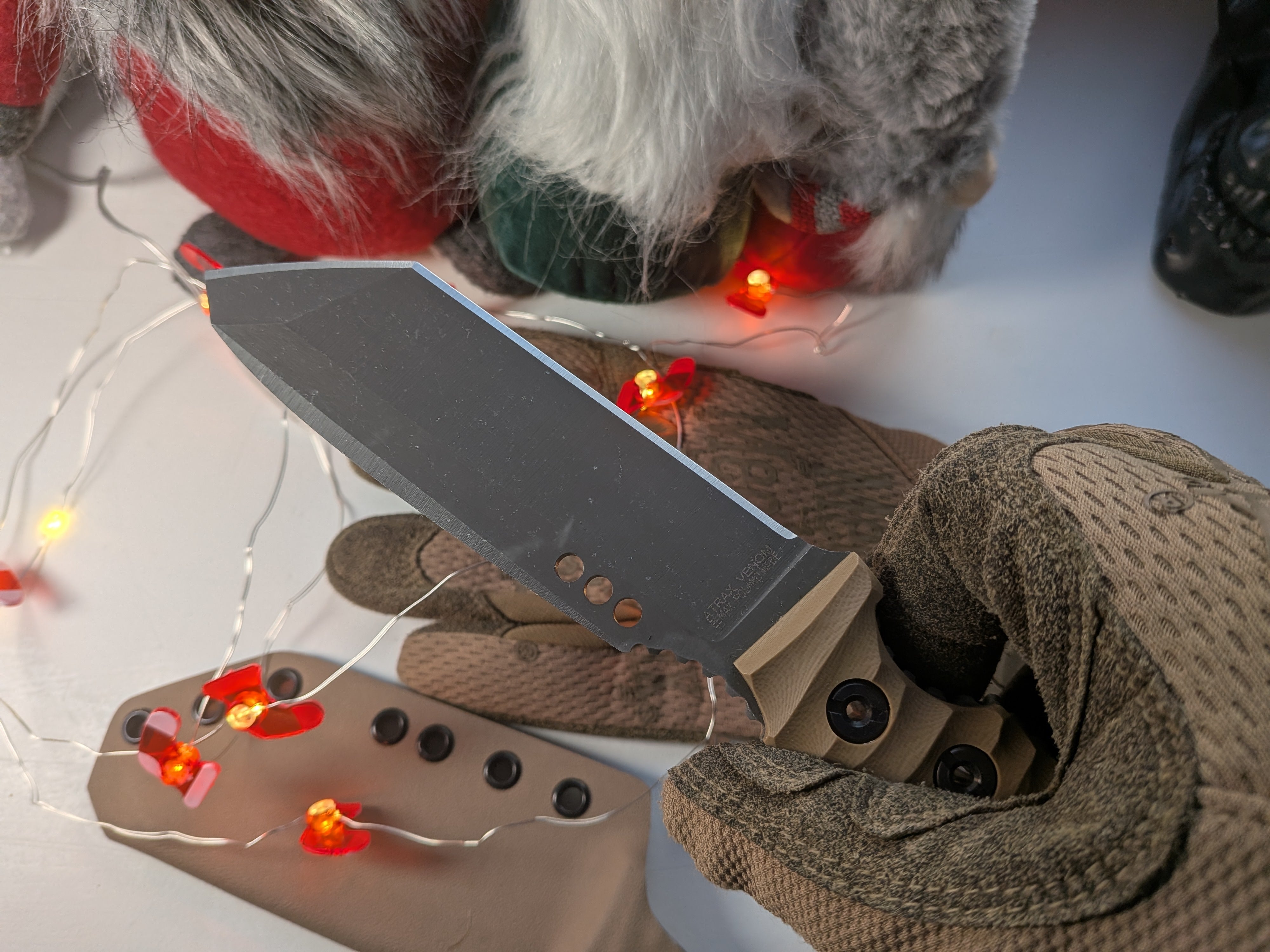 Nóż taktyczny i pielęgnacyjny Atrax Venom Stonewashed z uchwytem Green Micarta