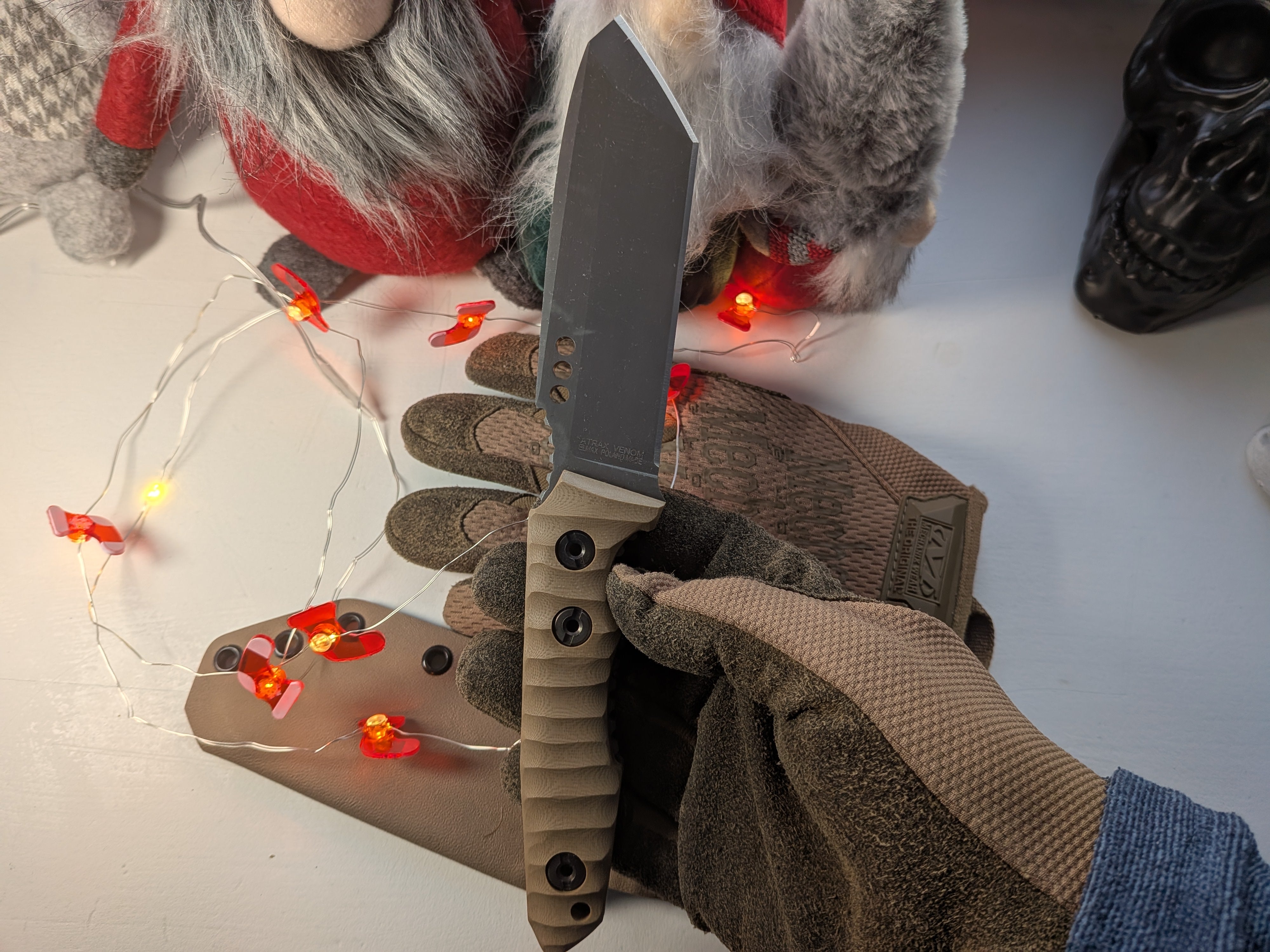 Nóż taktyczny i pielęgnacyjny Atrax Venom Stonewashed z uchwytem Green Micarta