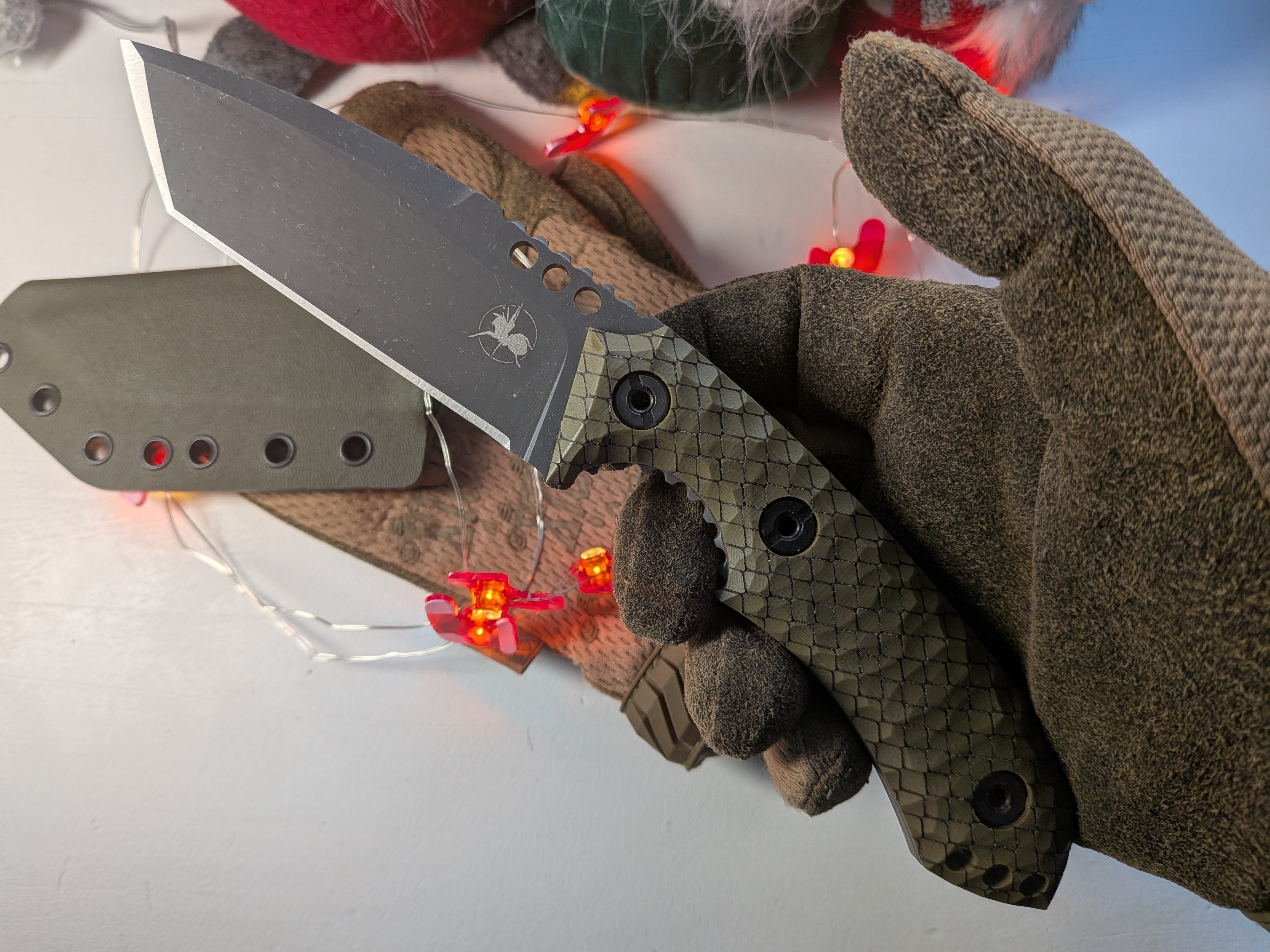 Nóż taktyczny Atrax BOA Stonewashed z brązową rękojeścią G10